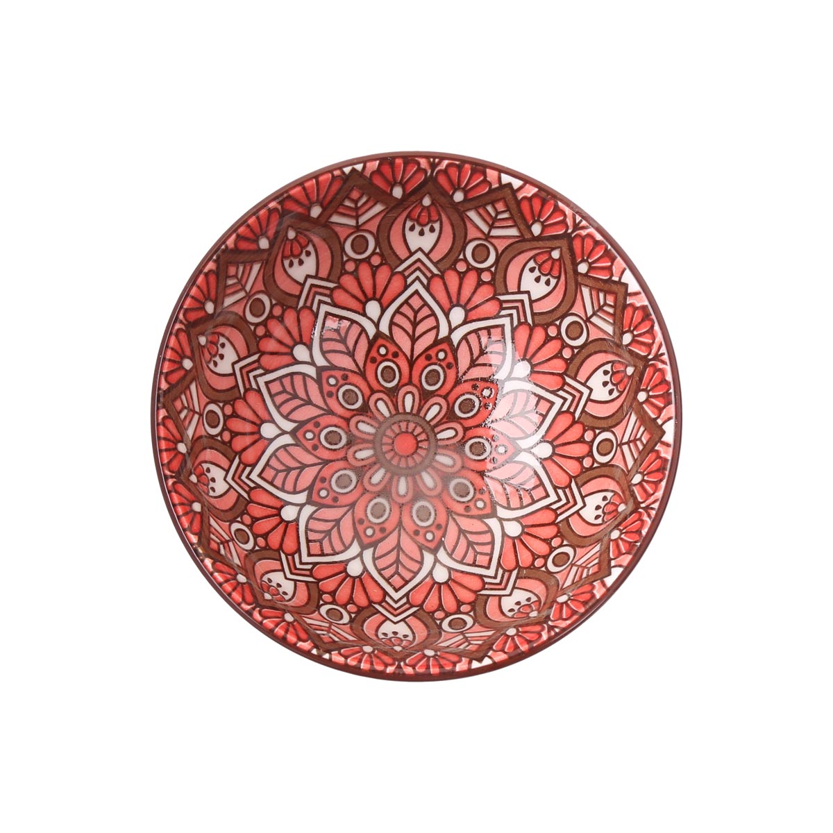 White Footed Ceramic Small Bowl | Maroon Patterned Hand-Painted Bowl 