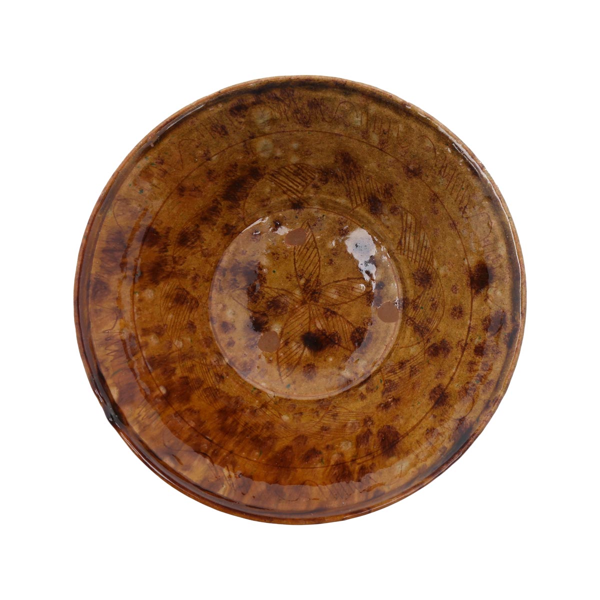 Camel Brown Footed Ceramic Large Bowl | Hand-Painted Rustic Ceramic Bowl 