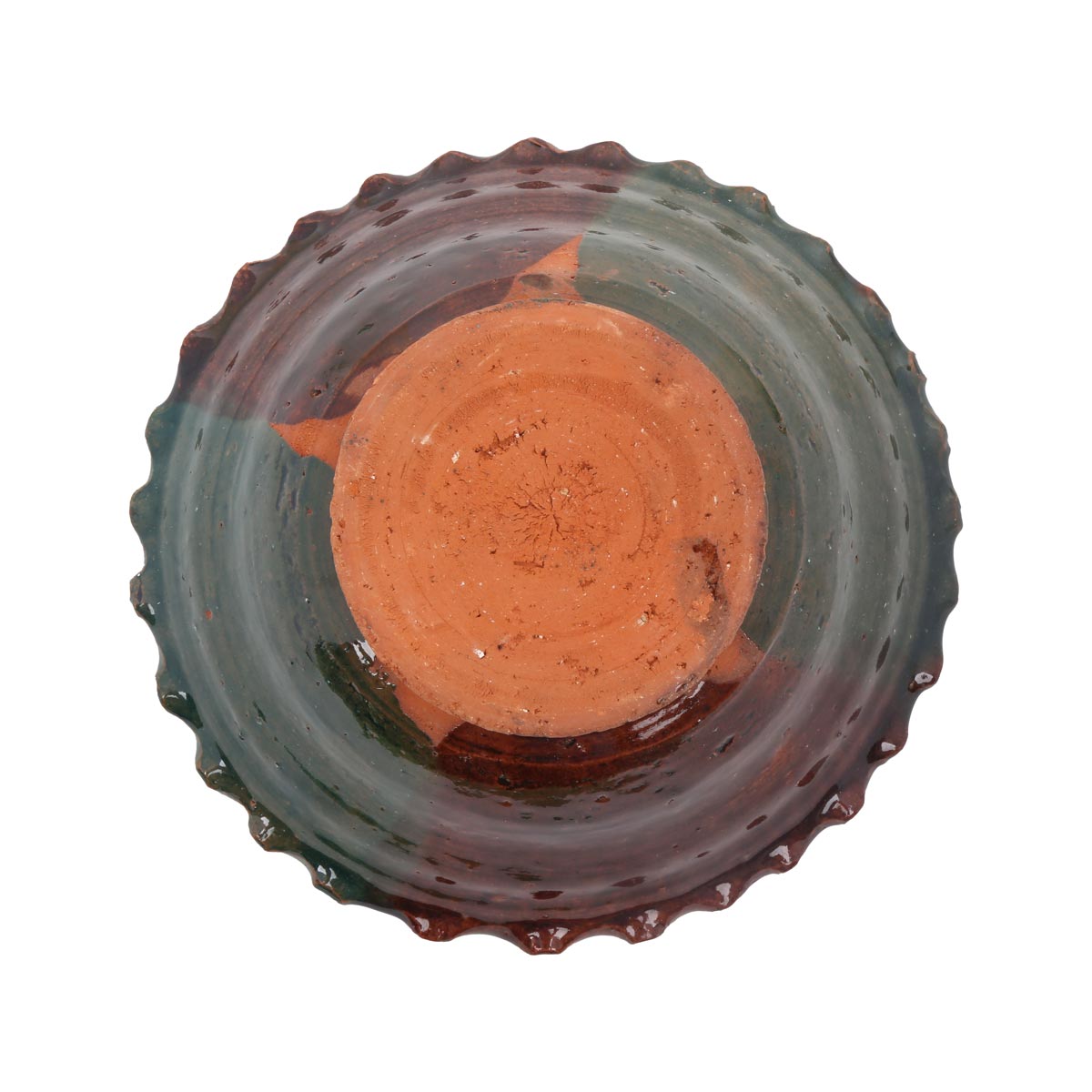 Maroon & Green Shaded Stylish Ceramic Bowl | Curled Edge Handmade Footed Bowl