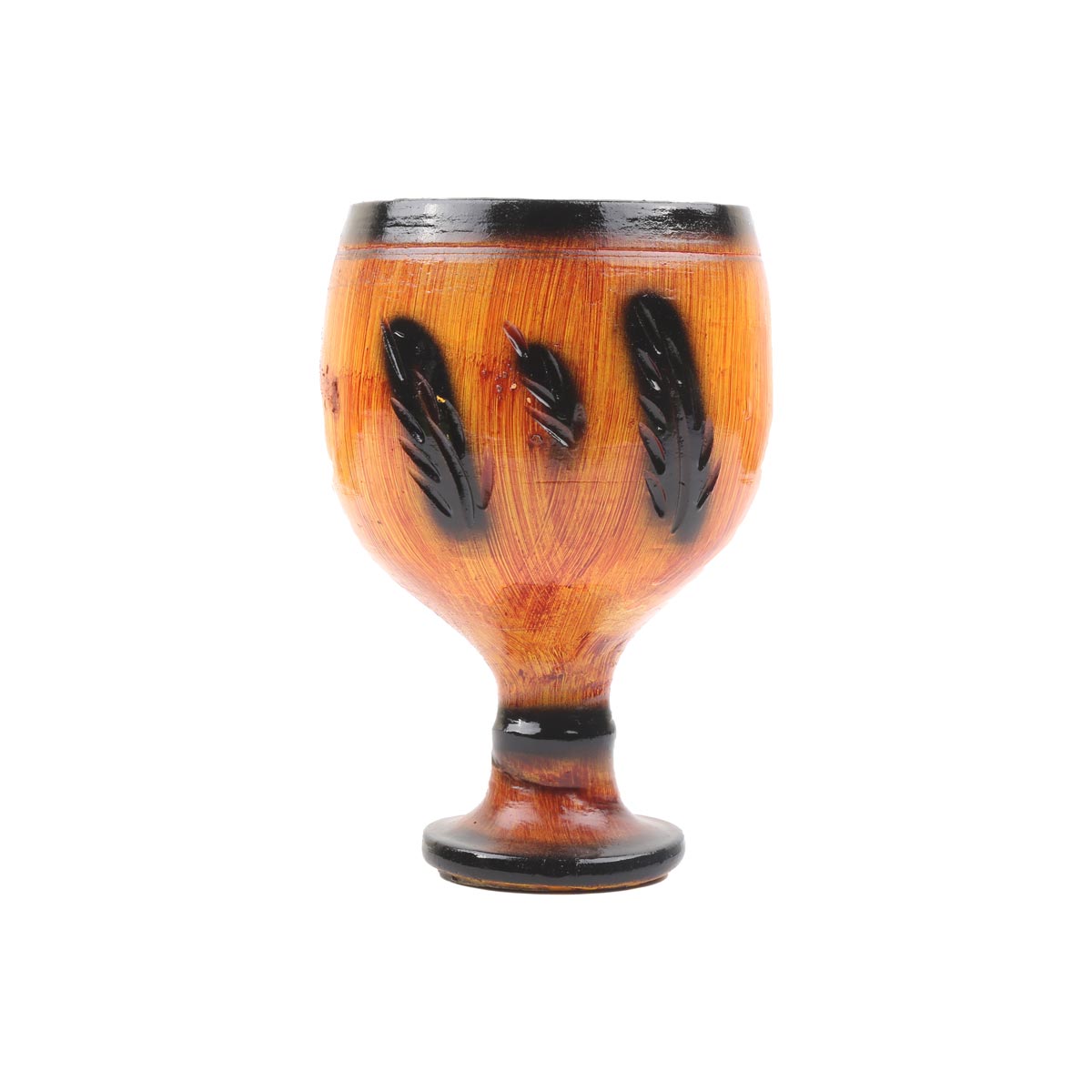Black & Brown Modern Ceramic Glass | Handmade Petal Engraved Glass