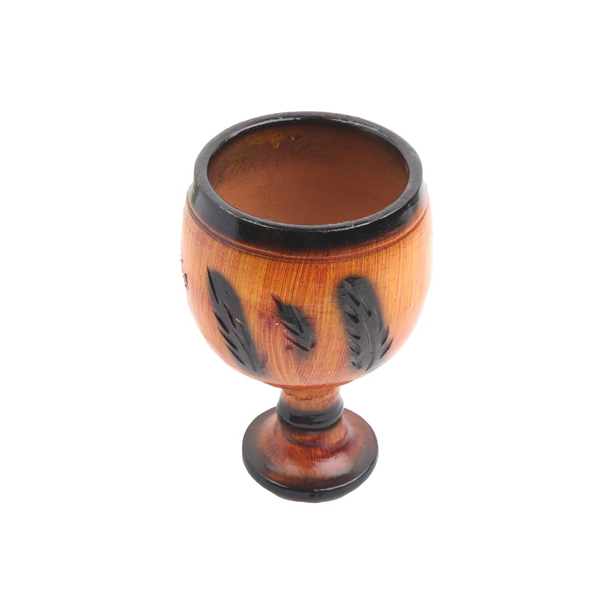 Black & Brown Modern Ceramic Glass | Handmade Petal Engraved Glass