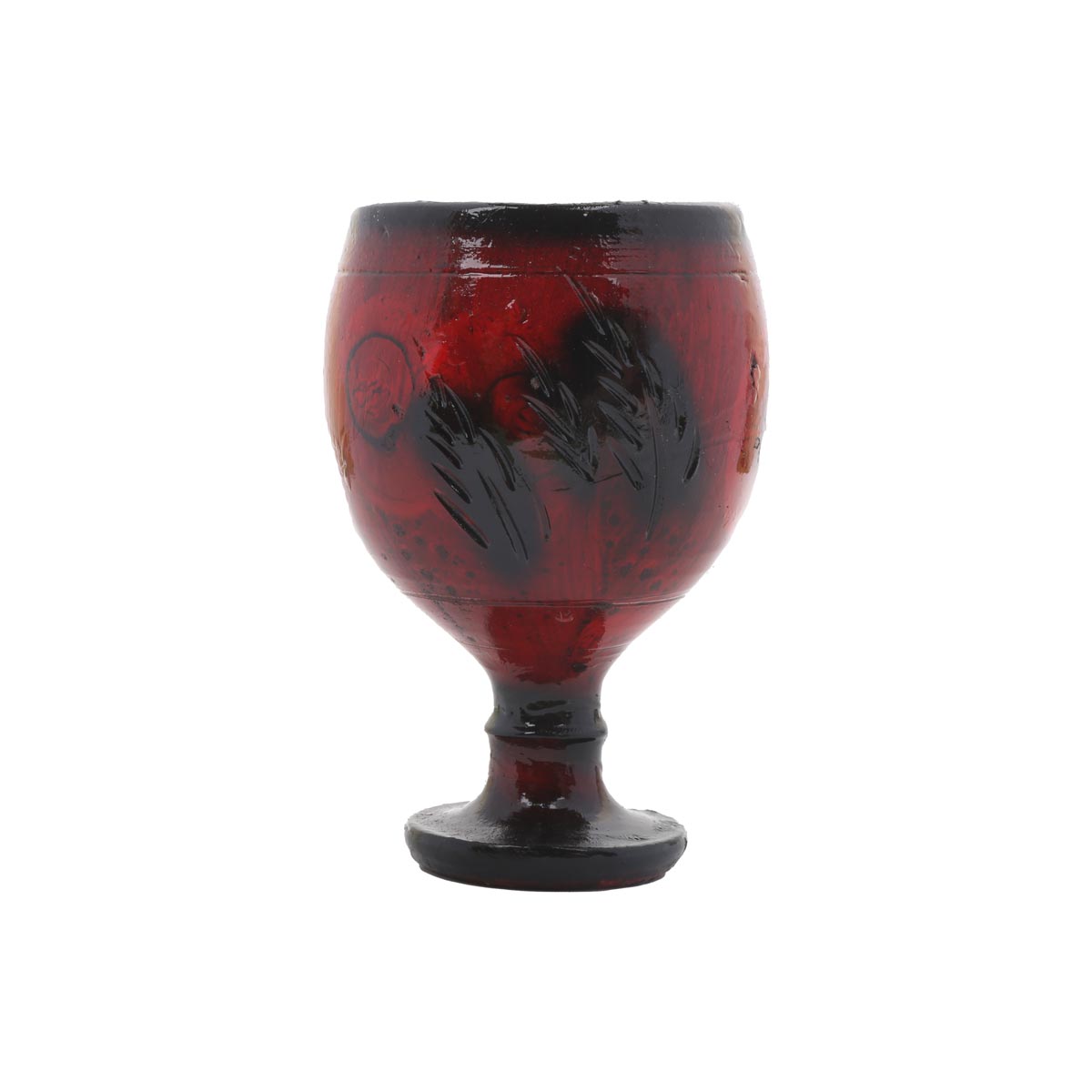 Black & Red Ceramic Glass | Handmade Petal Engraved Fancy Glass 