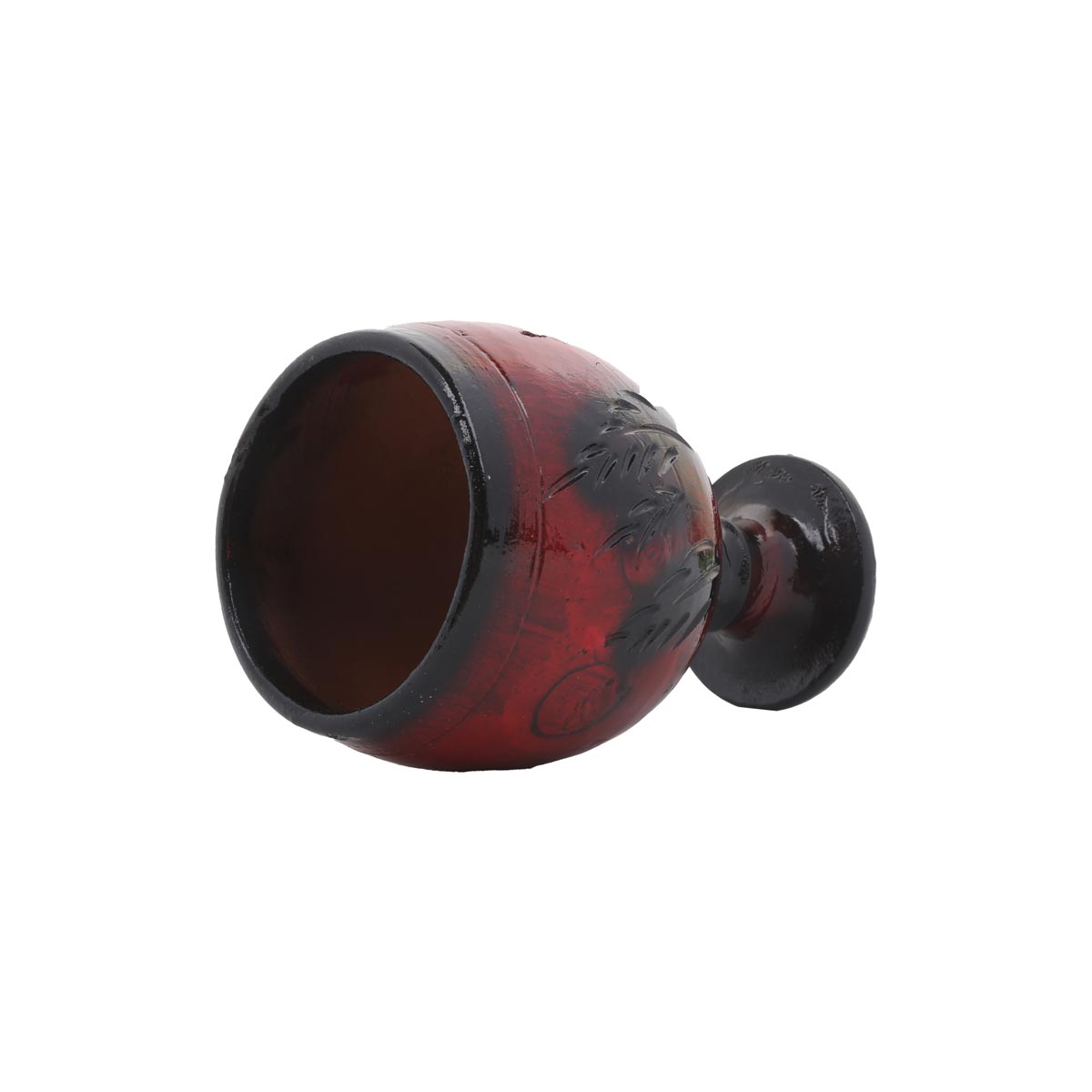 Black & Red Ceramic Glass | Handmade Petal Engraved Fancy Glass 