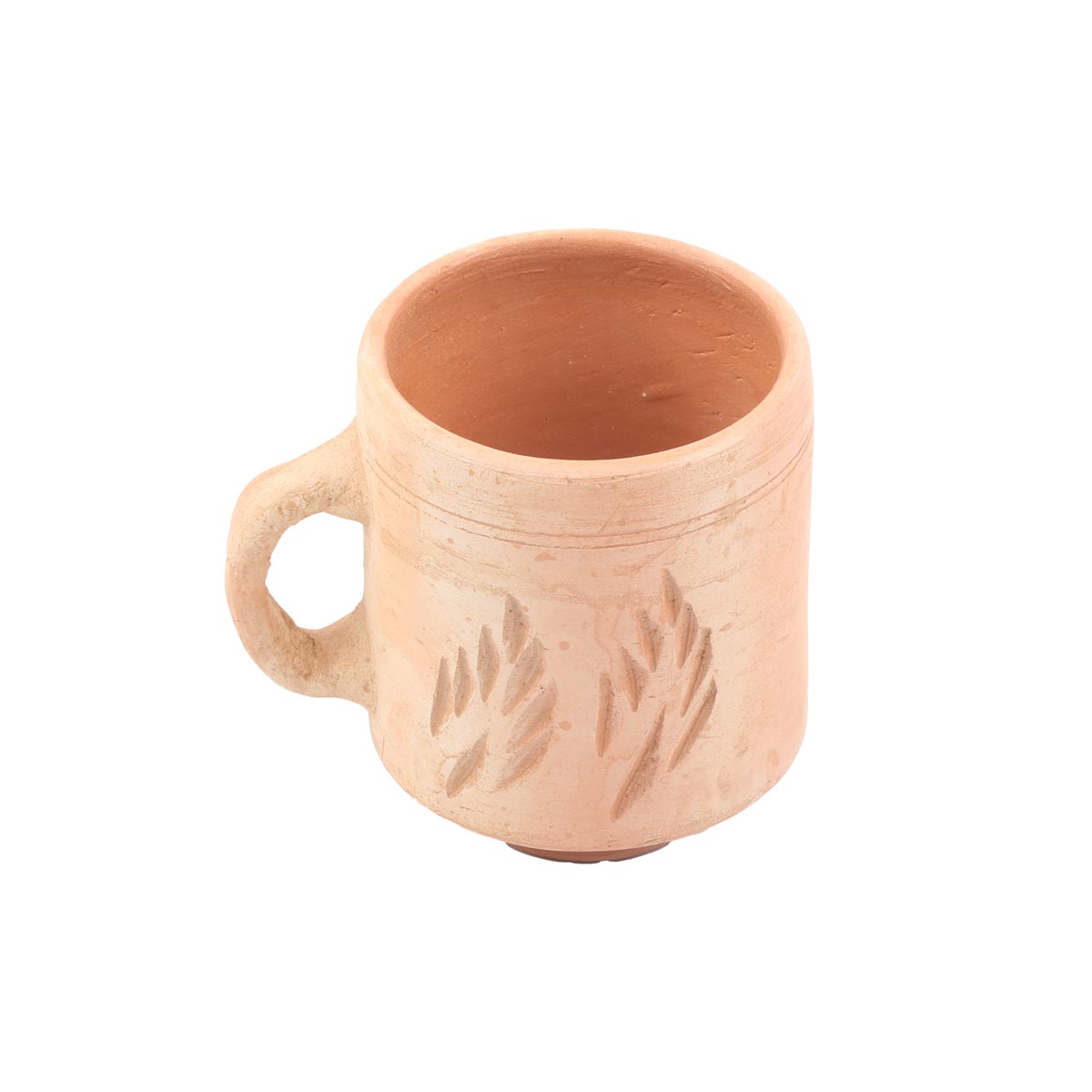 Brown Ceramic Clay Glass | Handmade Petal Engraved Glass