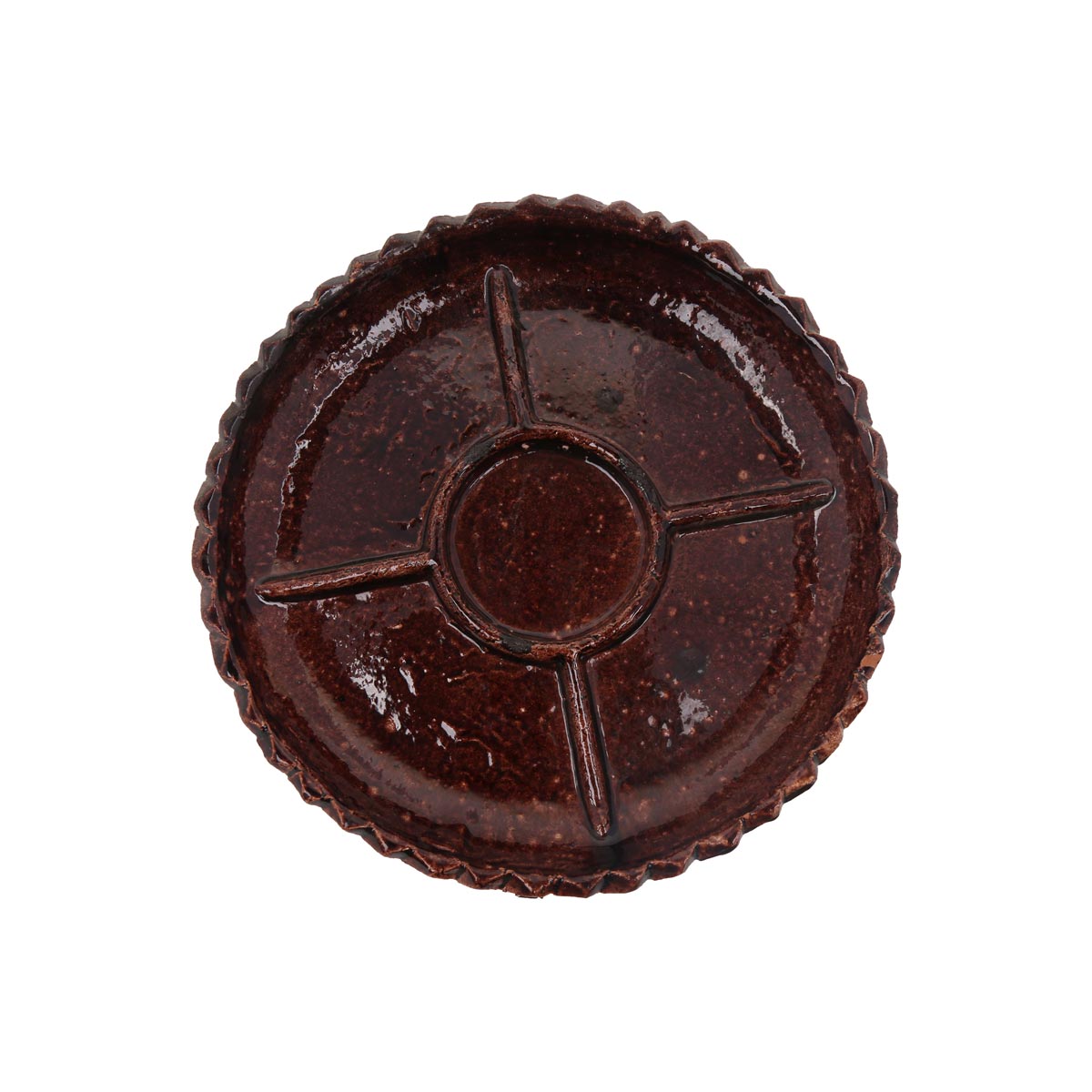 Chocolate Brown Ceramic Dry Fruit Dish | Curled Edge Handmade Candy Plate 