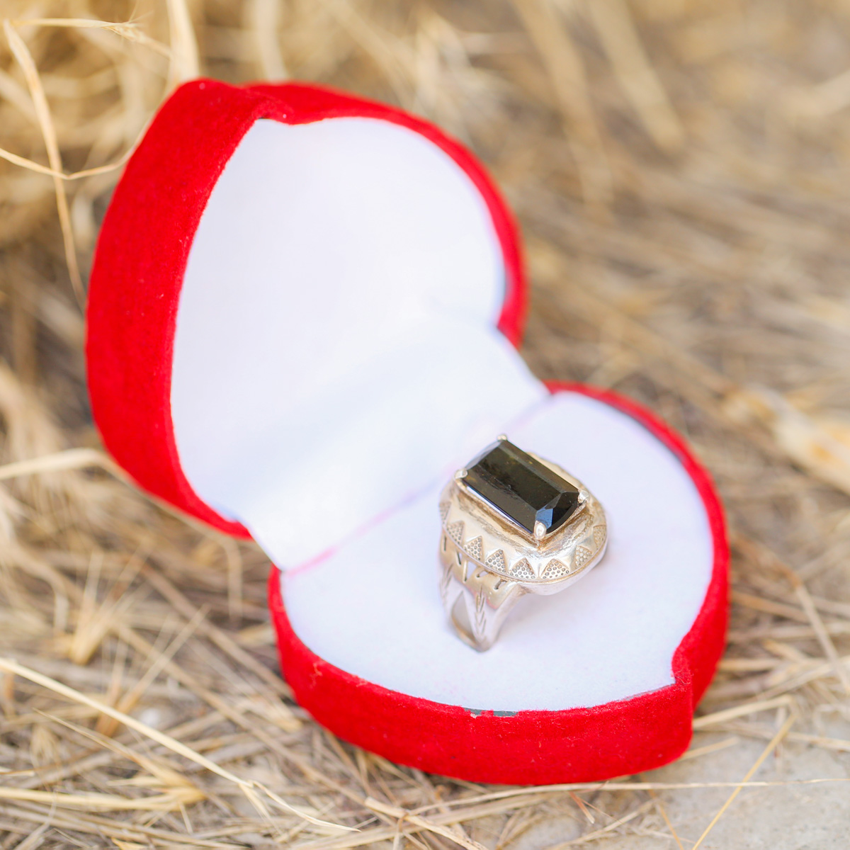 Emerald Cut Ring | Silver Tourmaline Ring
