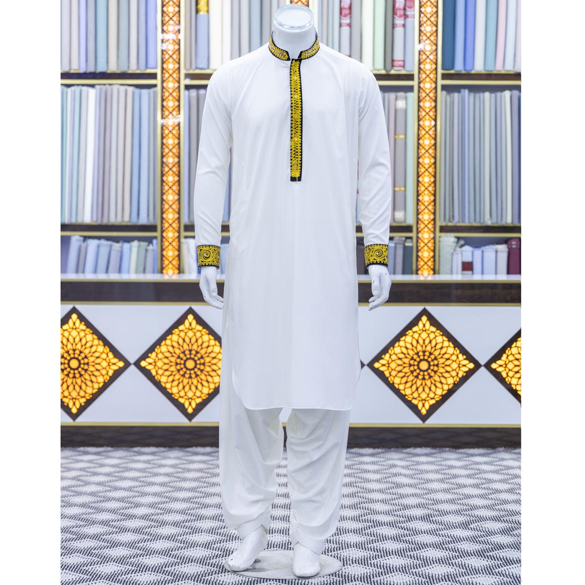 Classic Cherma-Embroidered Afghani Waistcoat and Ensemble
