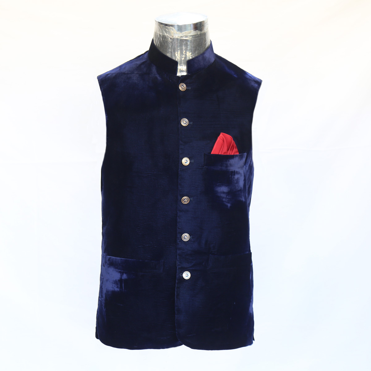 Handmade Navy Men's Waistcoat | Velvet Party-wear Vest
