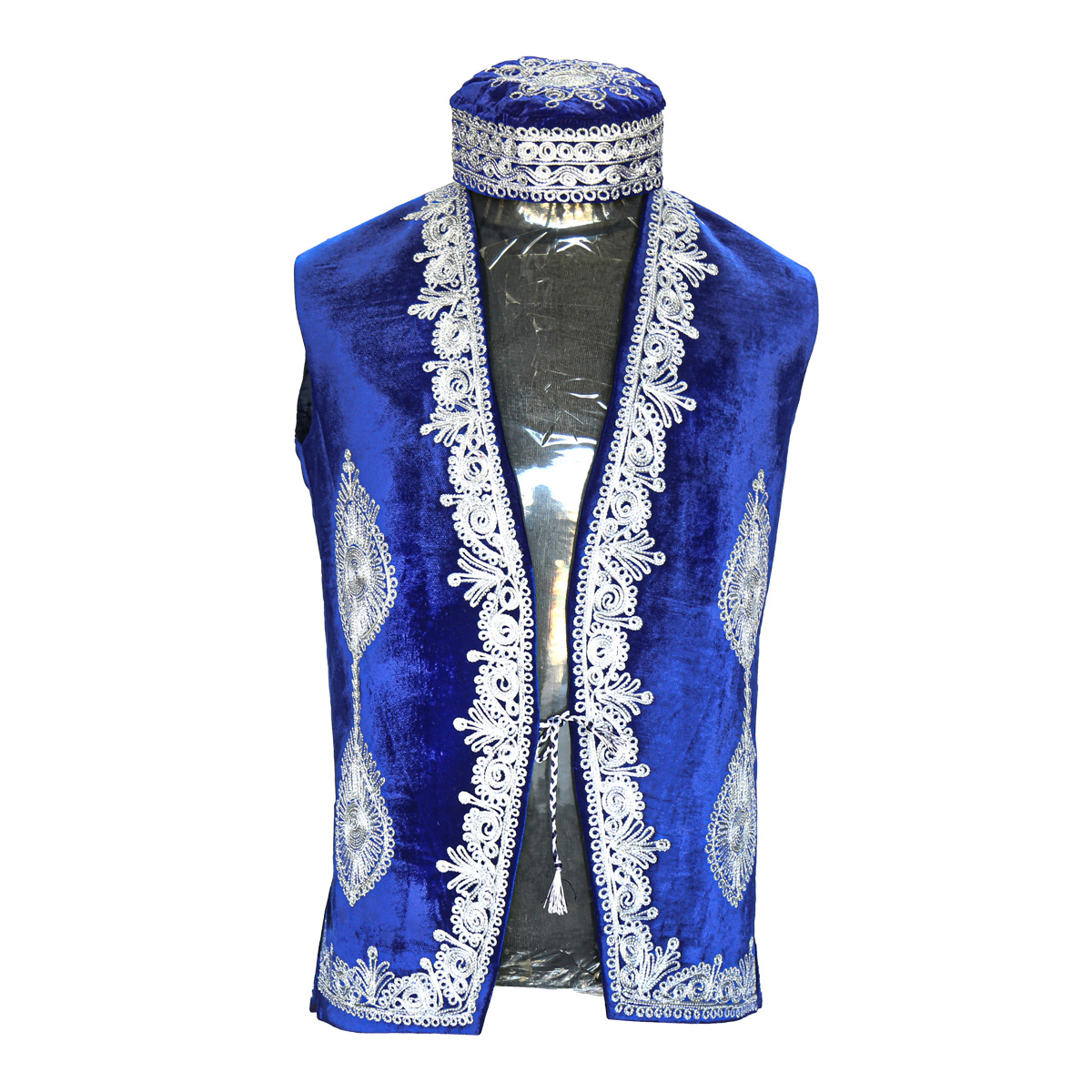 Blue Velvet Cherma Embroidered Vest | Men's Fancy Waistcoat