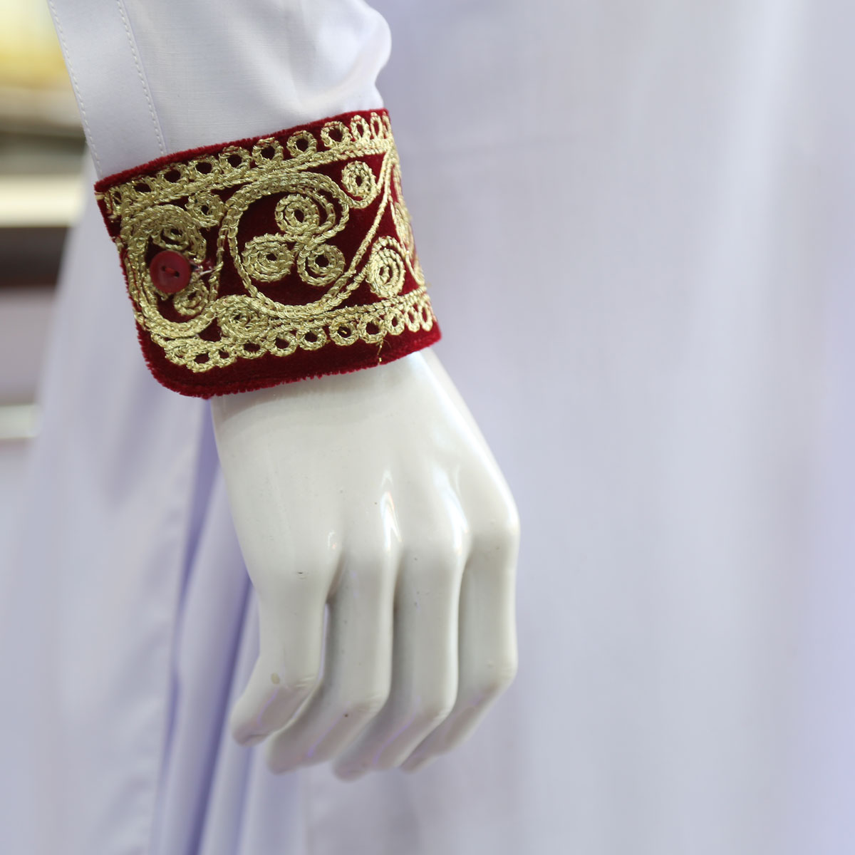White Men's Casual Wear Attire | Hand Embroidered Collared Outfit
