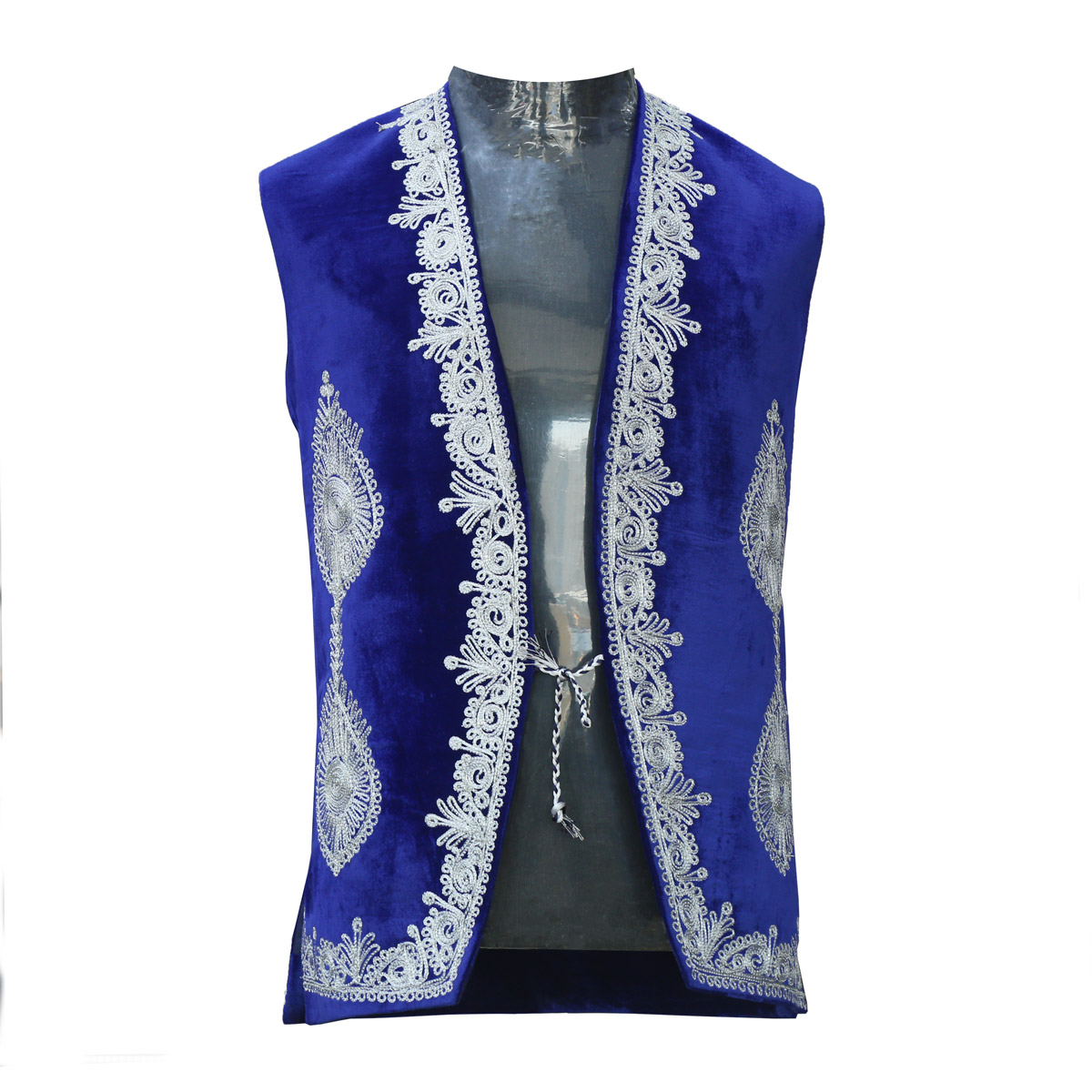 Cherma Embroidered Waistcoat | Blue Velvet Handmade Vest