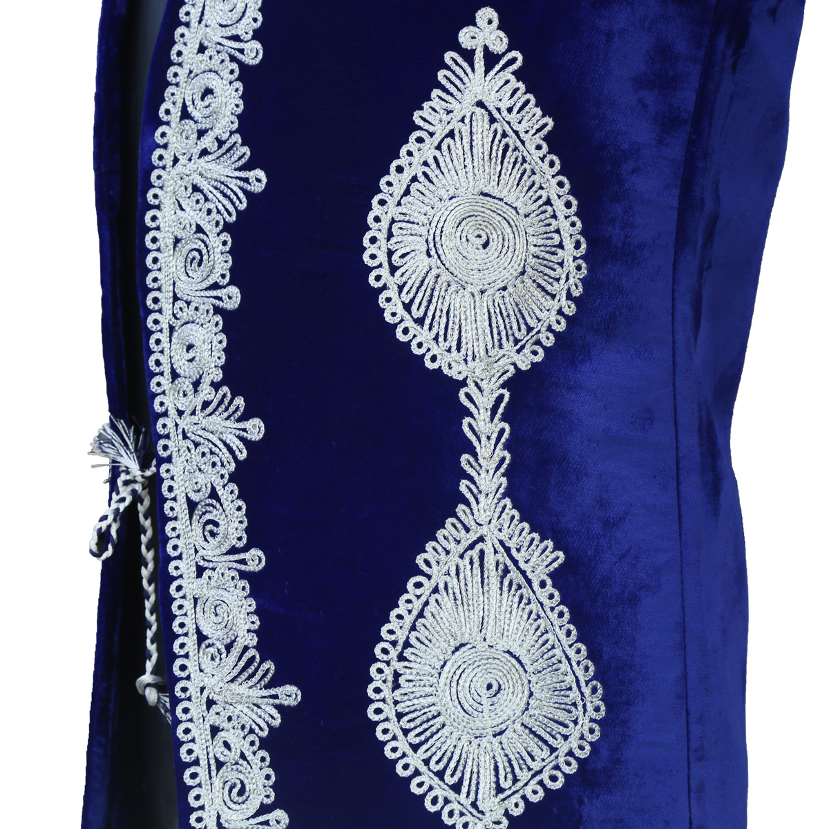 Cherma Embroidered Waistcoat | Blue Velvet Handmade Vest