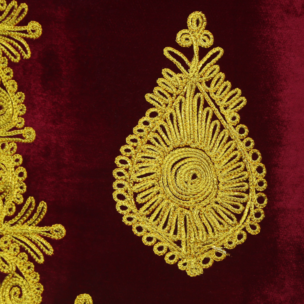 Red Velvet Waistcoat | Golden Cherma Embroidered Vest