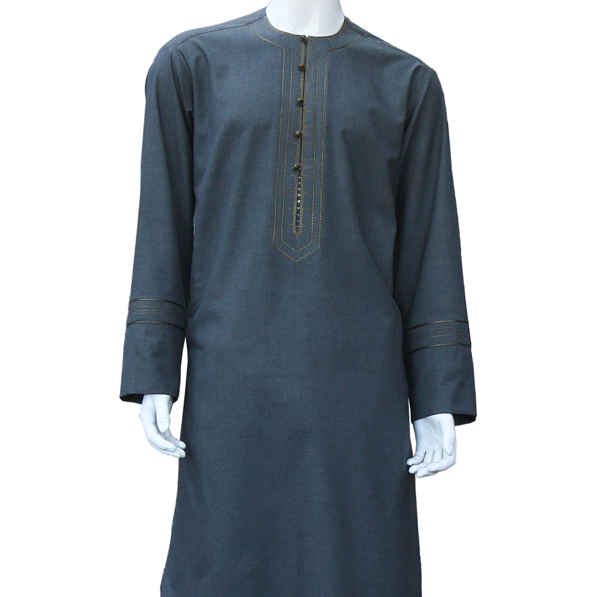 Dark Gray Men's Dress Arabic Collar, Traditional Clothes For Men