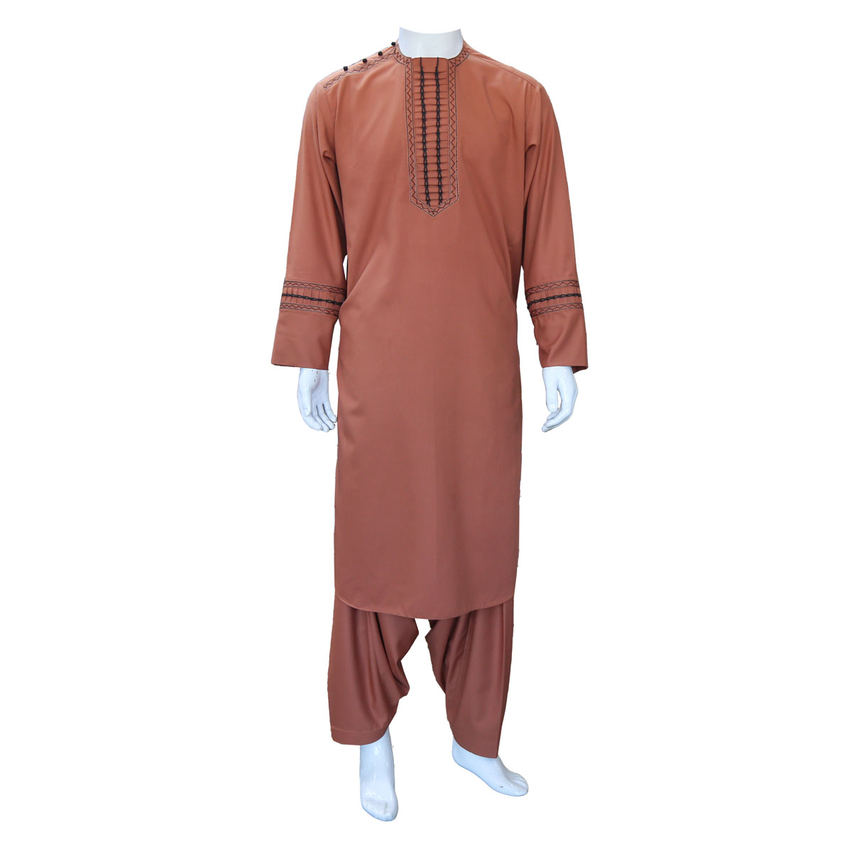 Orange Men's Outfit With Black Embroidery