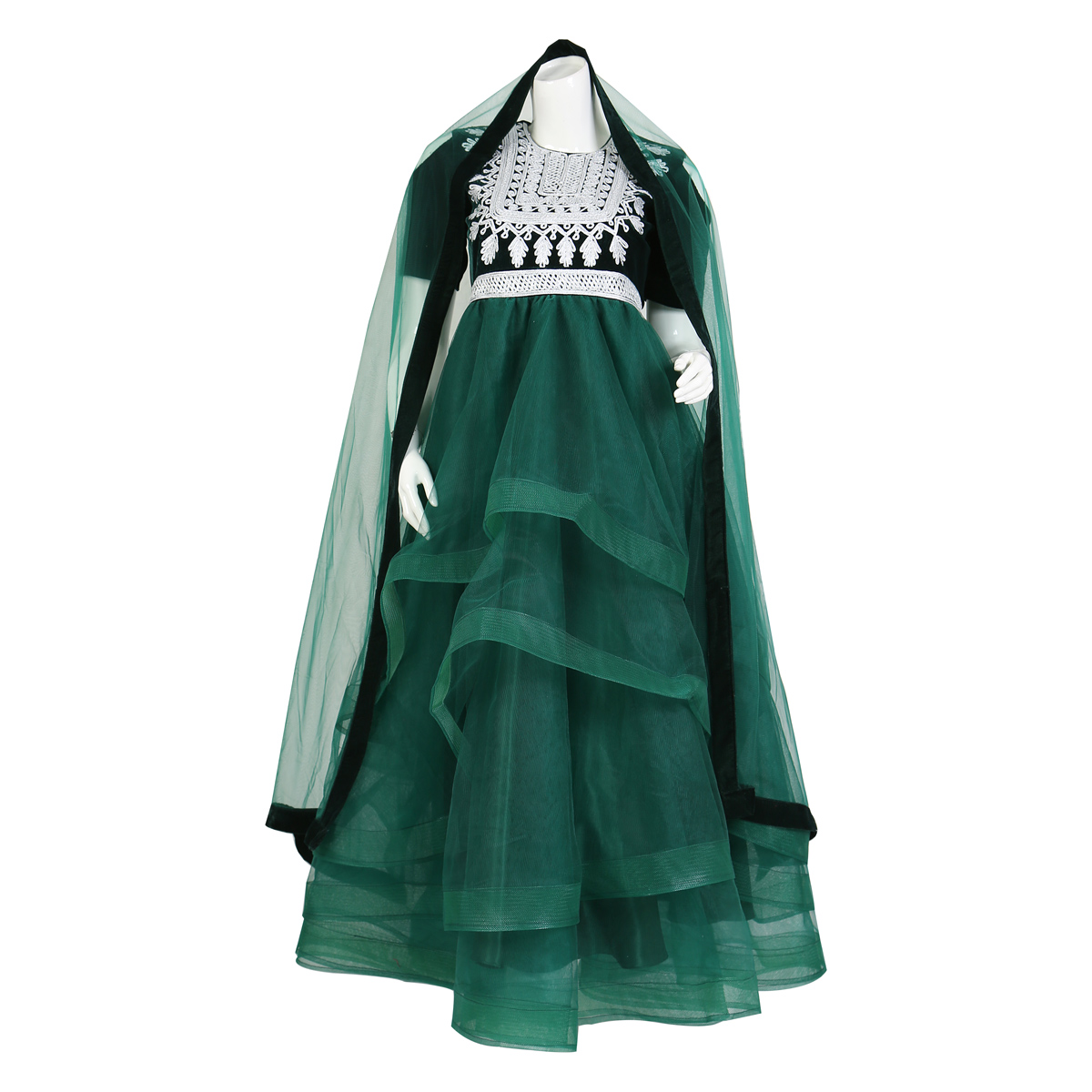 Green Nikkah Bridal Dress | Cherma Embroidered Afghan Dress - Cloth Sizes Women: Large - US