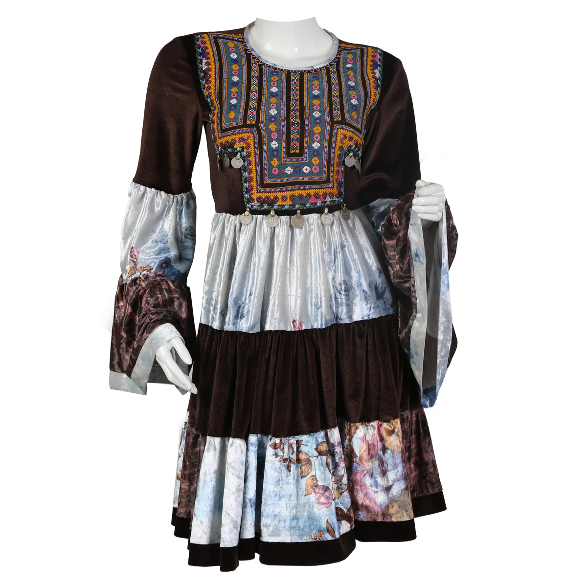 Velvet Coin Embroidered Short Frock | Fancy Party Wear Frock 