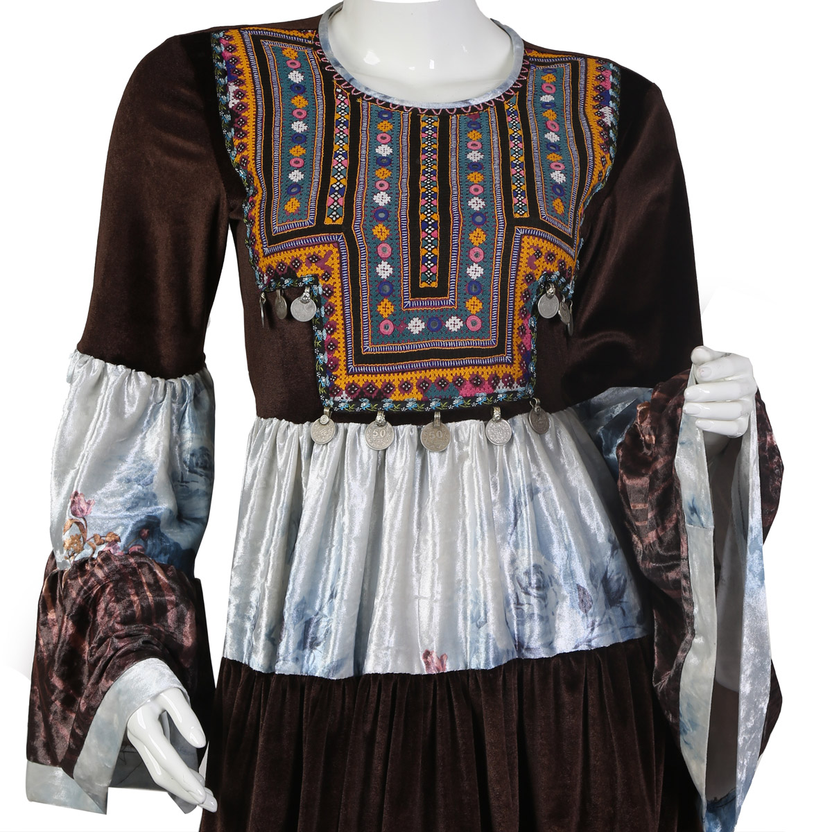 Velvet Coin Embroidered Short Frock | Fancy Party Wear Frock 