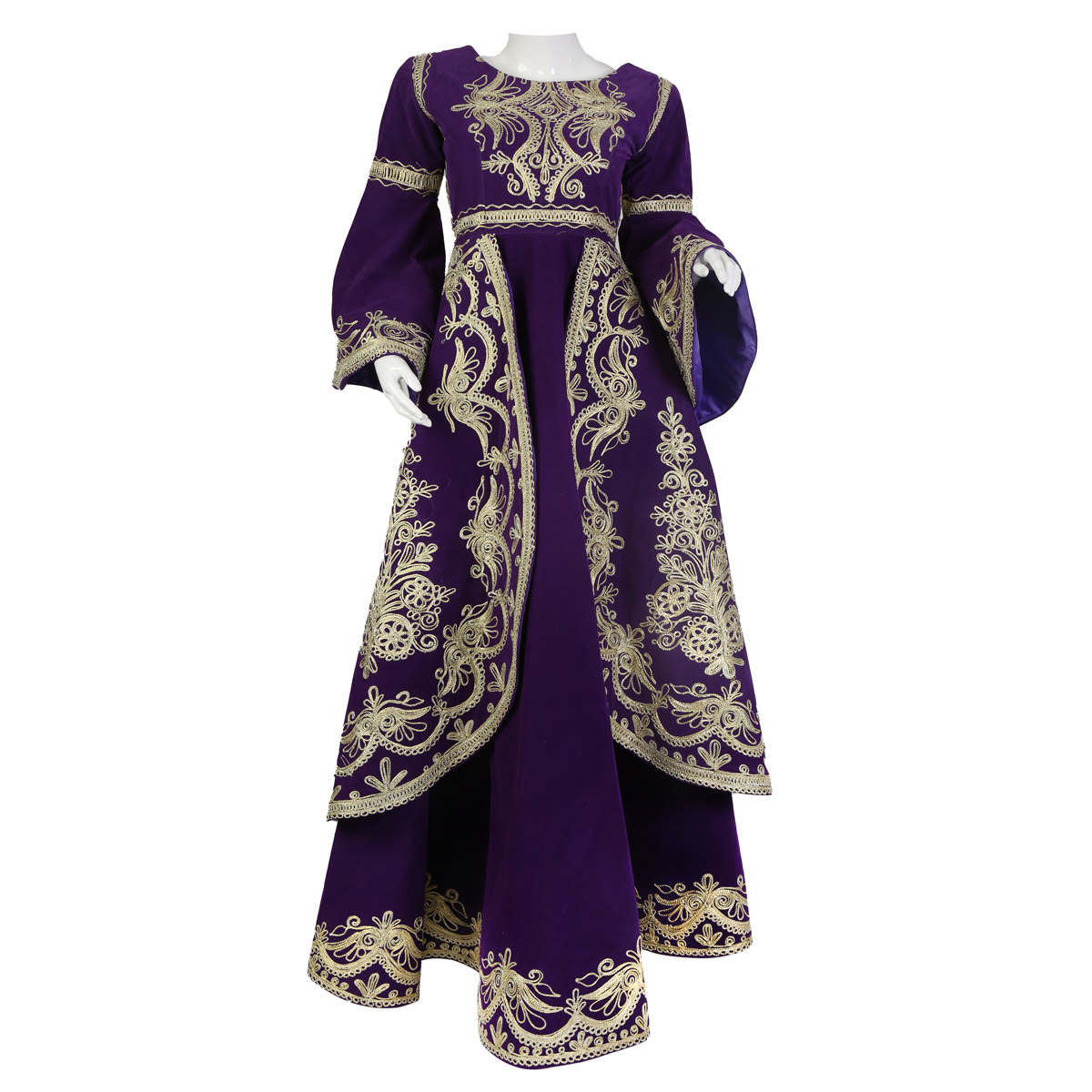 Eggplant Cherma Embroidered Frock | Fancy Balloon Sleeve Frock