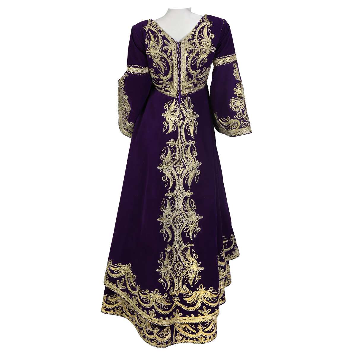 Eggplant Cherma Embroidered Frock | Fancy Balloon Sleeve Frock