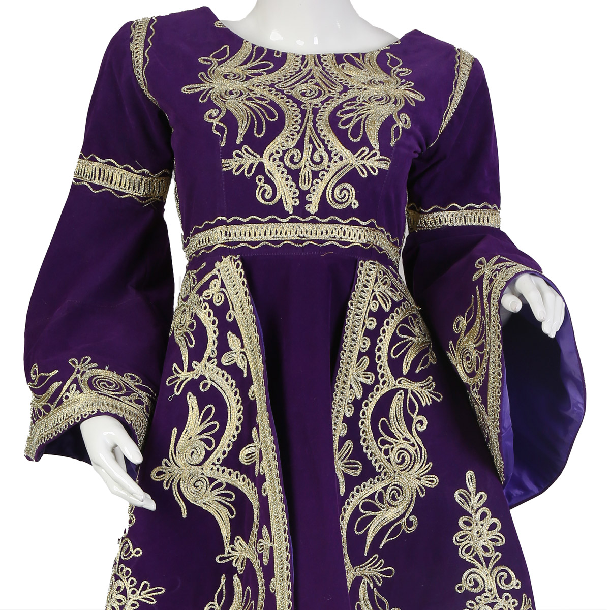 Eggplant Cherma Embroidered Frock | Fancy Balloon Sleeve Frock