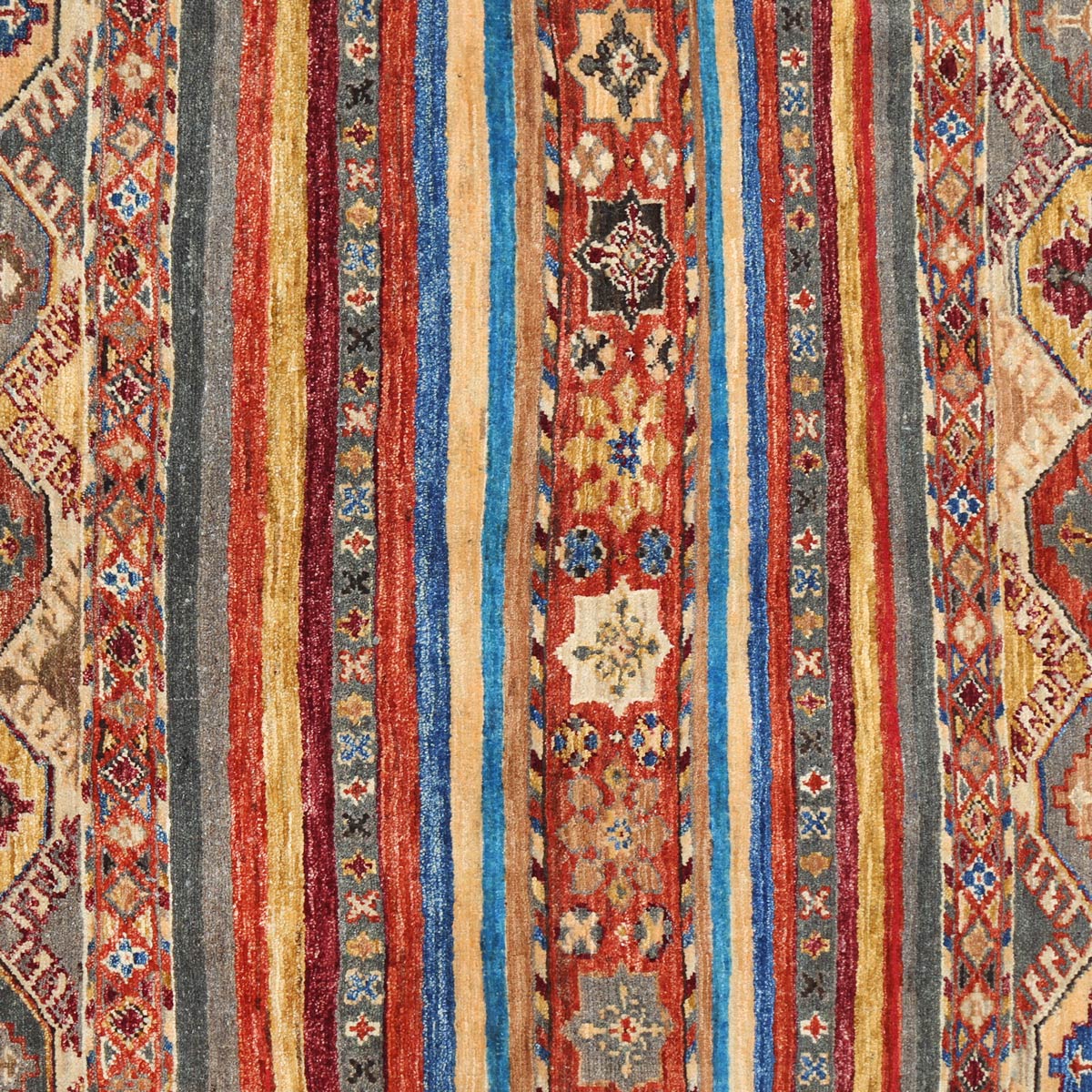 Mixed Colors Mirror Design Carpet| Well-Designed Afghan Handmade Carpet 3' 4" X 2' 5"