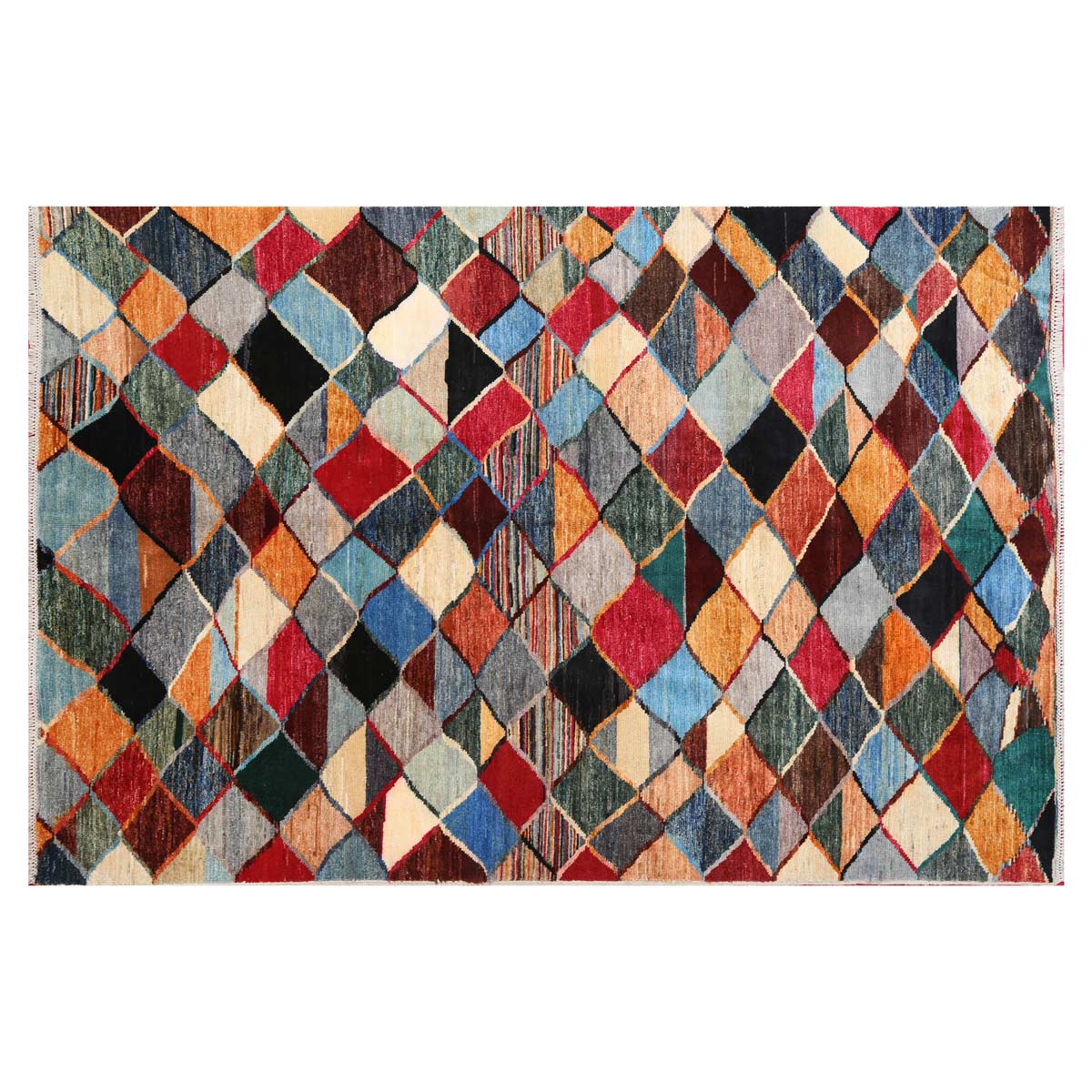 Gaba Pure Handwoven Afghan Carpet | Afghan Weave Area Carpet  9' 4" X 6' 3"