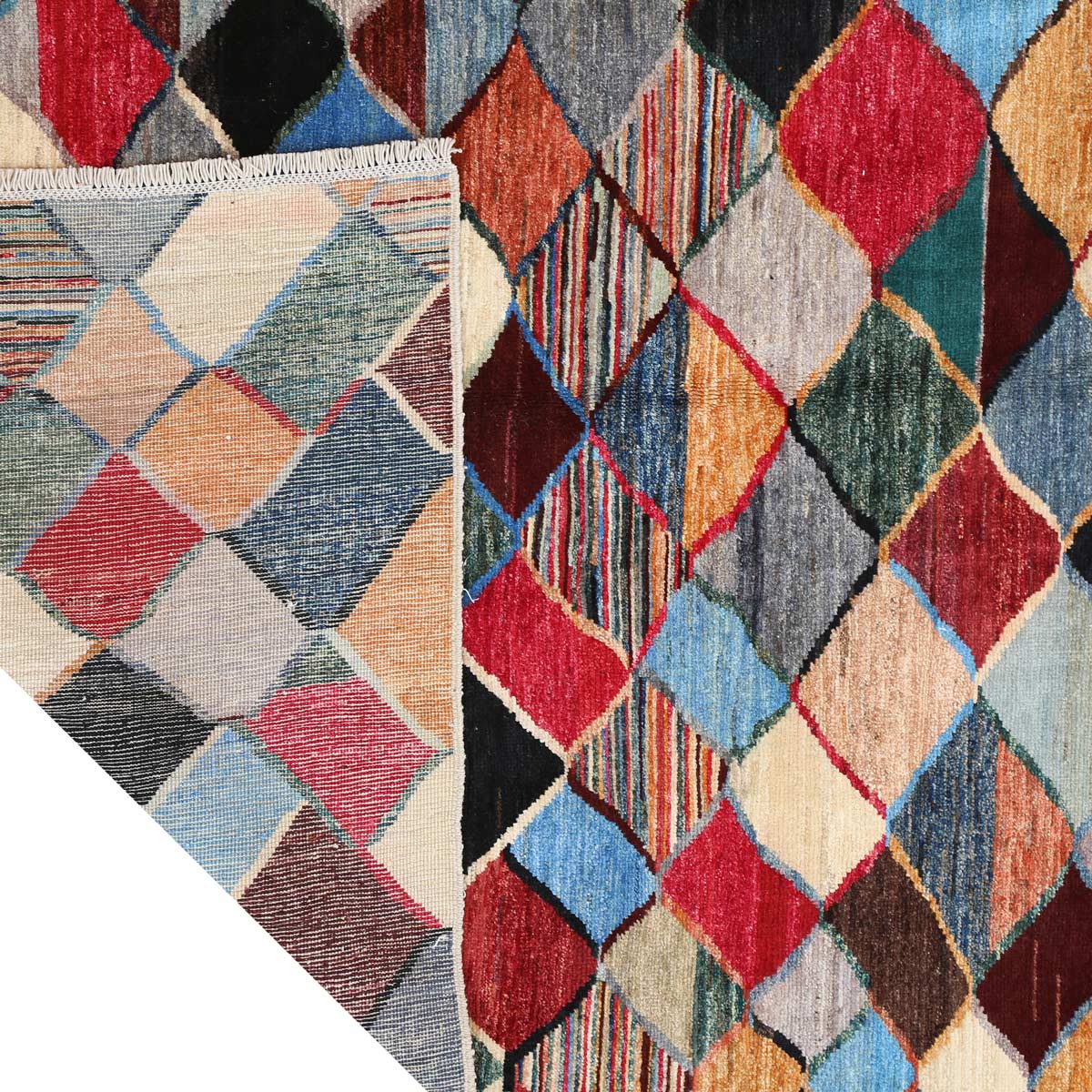 Gaba Pure Handwoven Afghan Carpet | Afghan Weave Area Carpet  9' 4" X 6' 3"