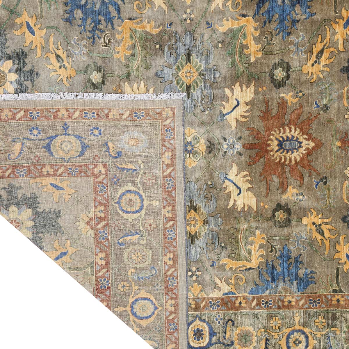 Wooden Design Handwoven Carpet | 9' 9" X 7' 8"