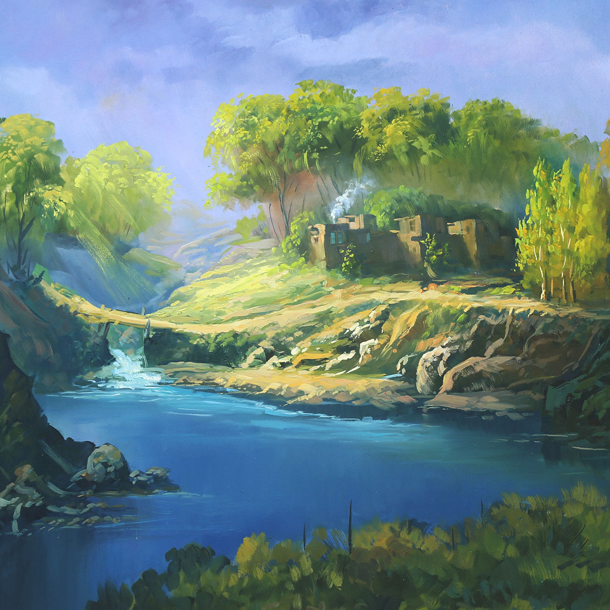 Badakhshan Rural House Painting | Landscape Wall Art