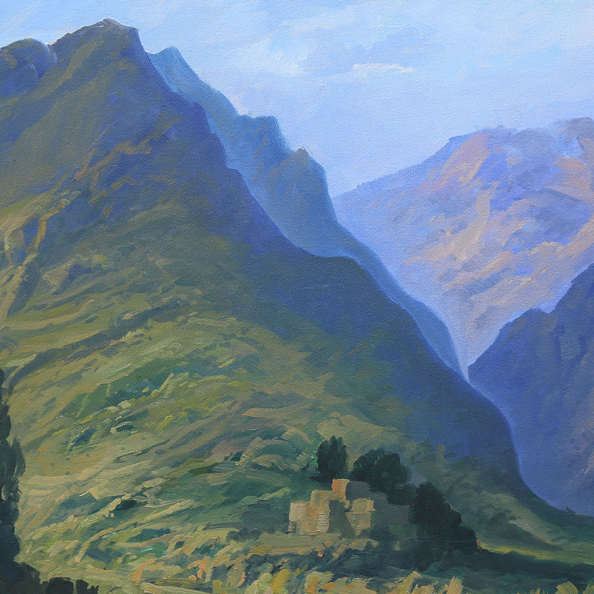 Hilly View of Kunar Province Artwork | Oil Color Painting