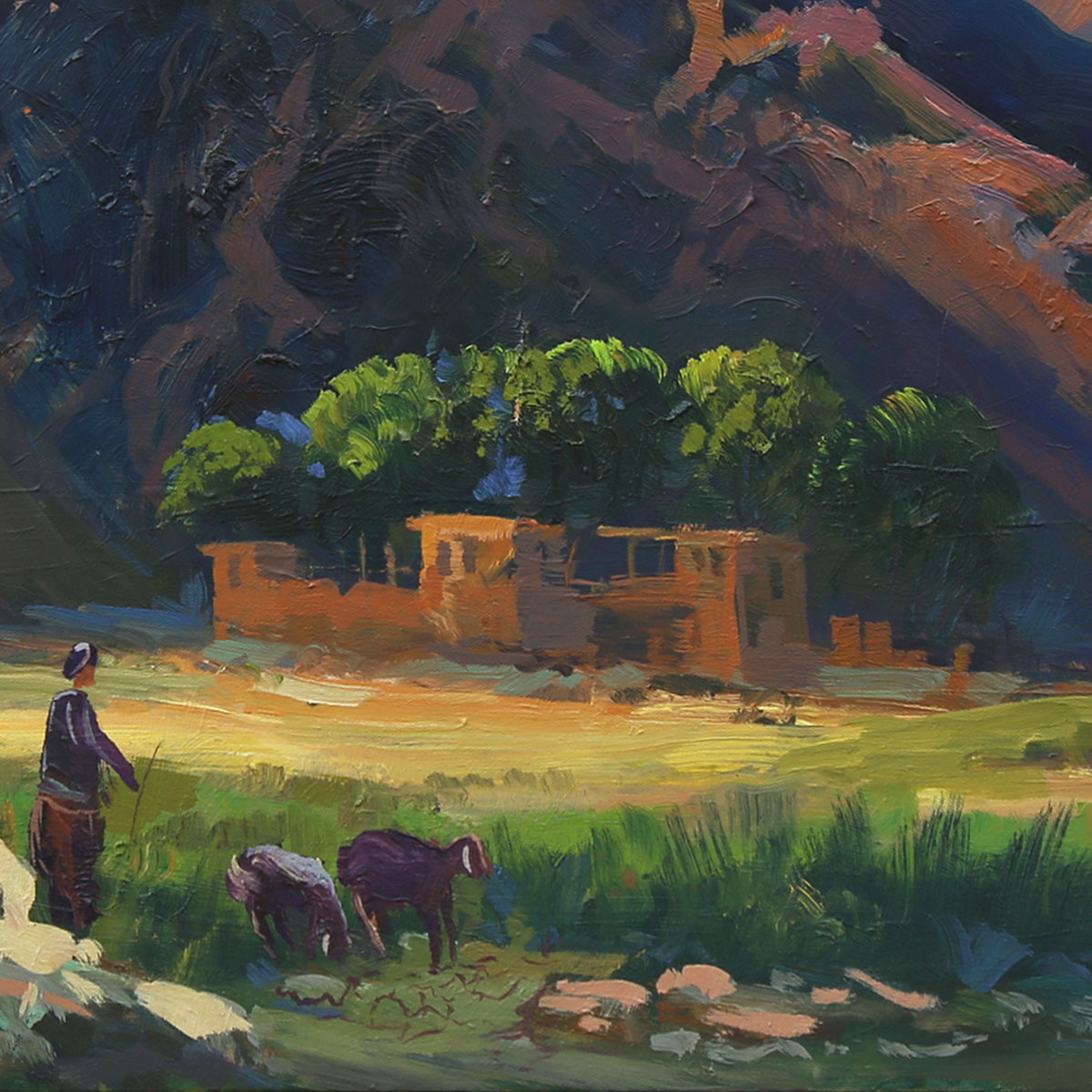 Spring View of Panjsher Province Artwork | Oil Color Landscape Painting