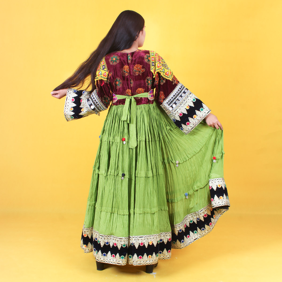 Green Afghan Traditional Dress | Afghan Handmade Wedding Clothes
