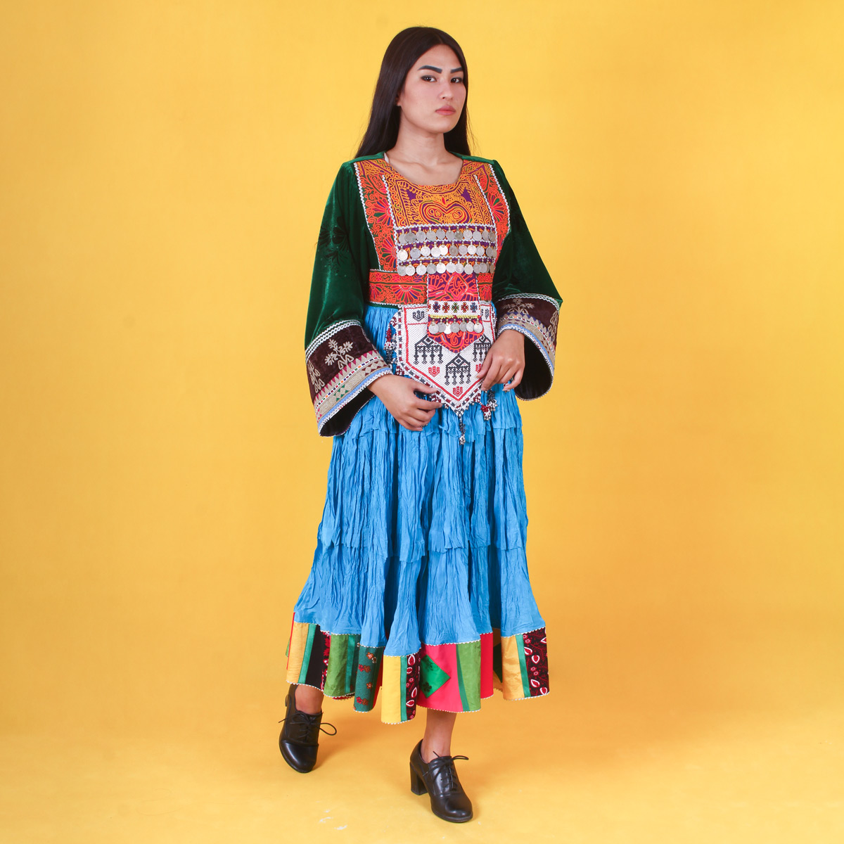 Aseel Design Gande Afghani | Women's Light Blue Afghan Dress