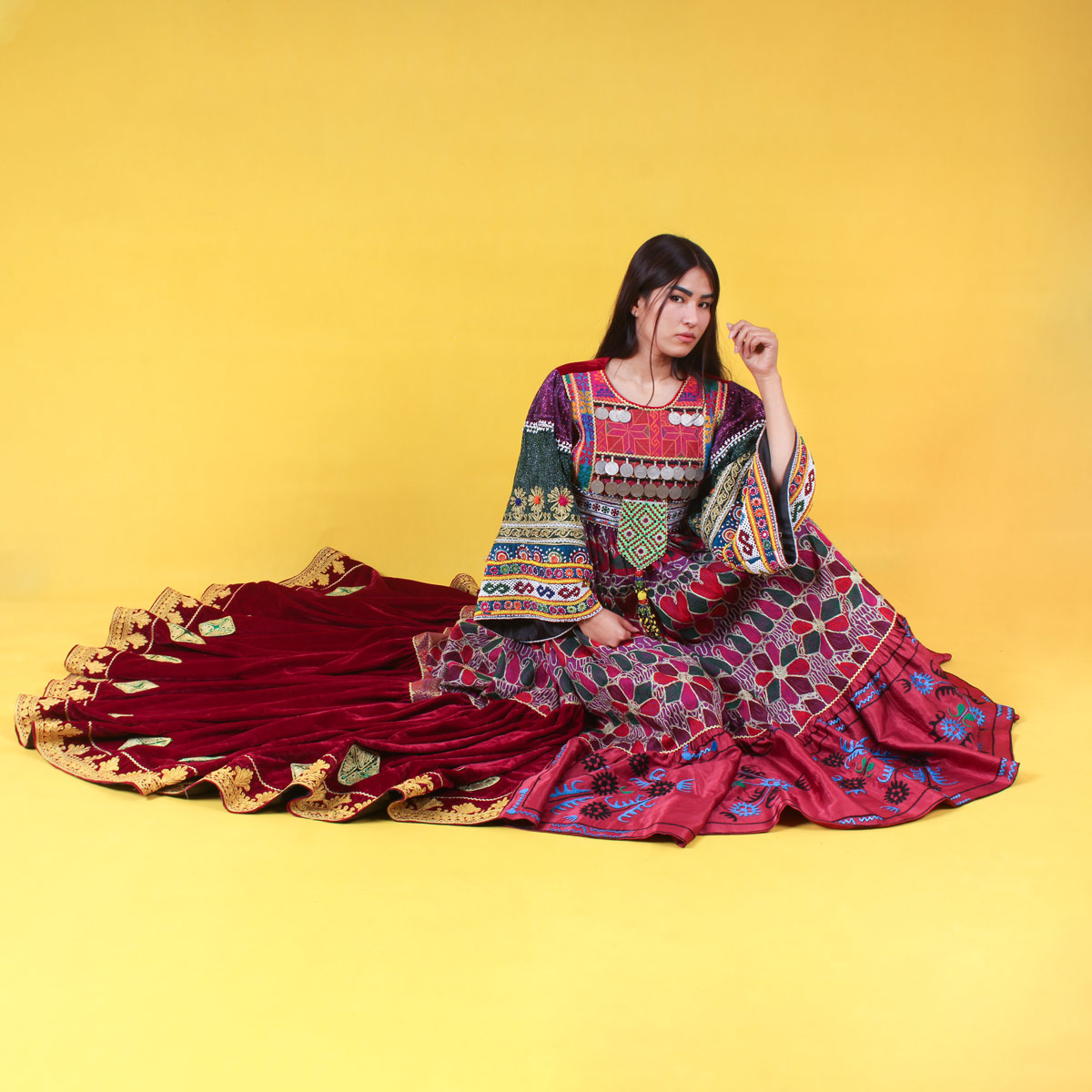Red Gand e Afghani Long Dress | Afghan Wedding Dress