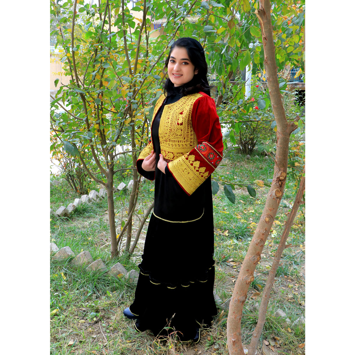 Red Fancy Waistcoat | Velvet Vest With Balloon Sleeves