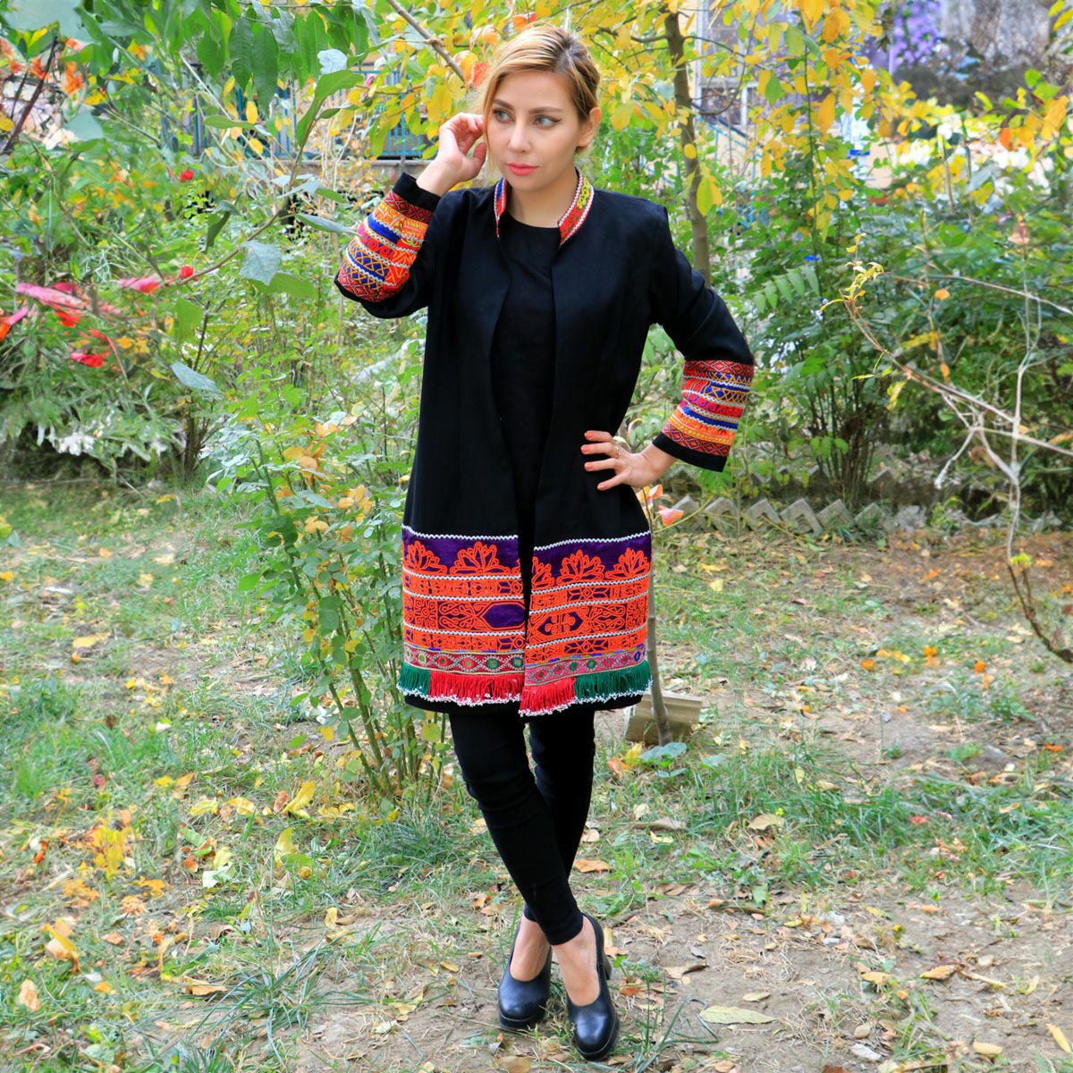 Coat Black Cherma Embroidered Coat