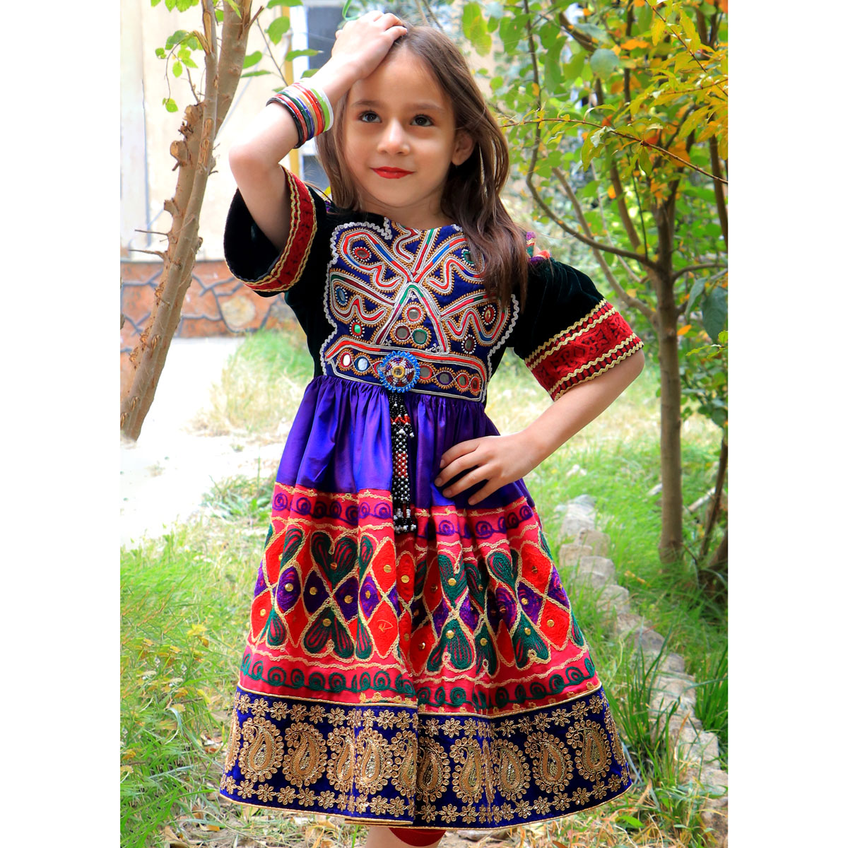 Floral Cross-Stitch Baby Girl Frock | Colorful Fancy Frock