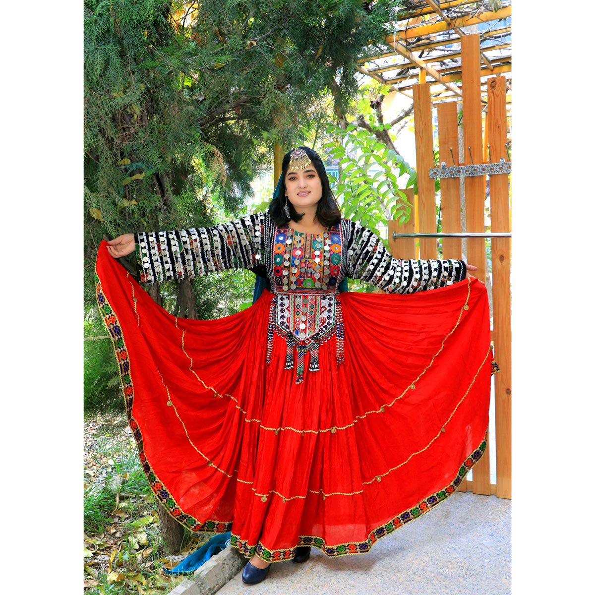 nikkah dress red Afghan long red banars kochi nikkah dress for women and wasket.couple kochi set