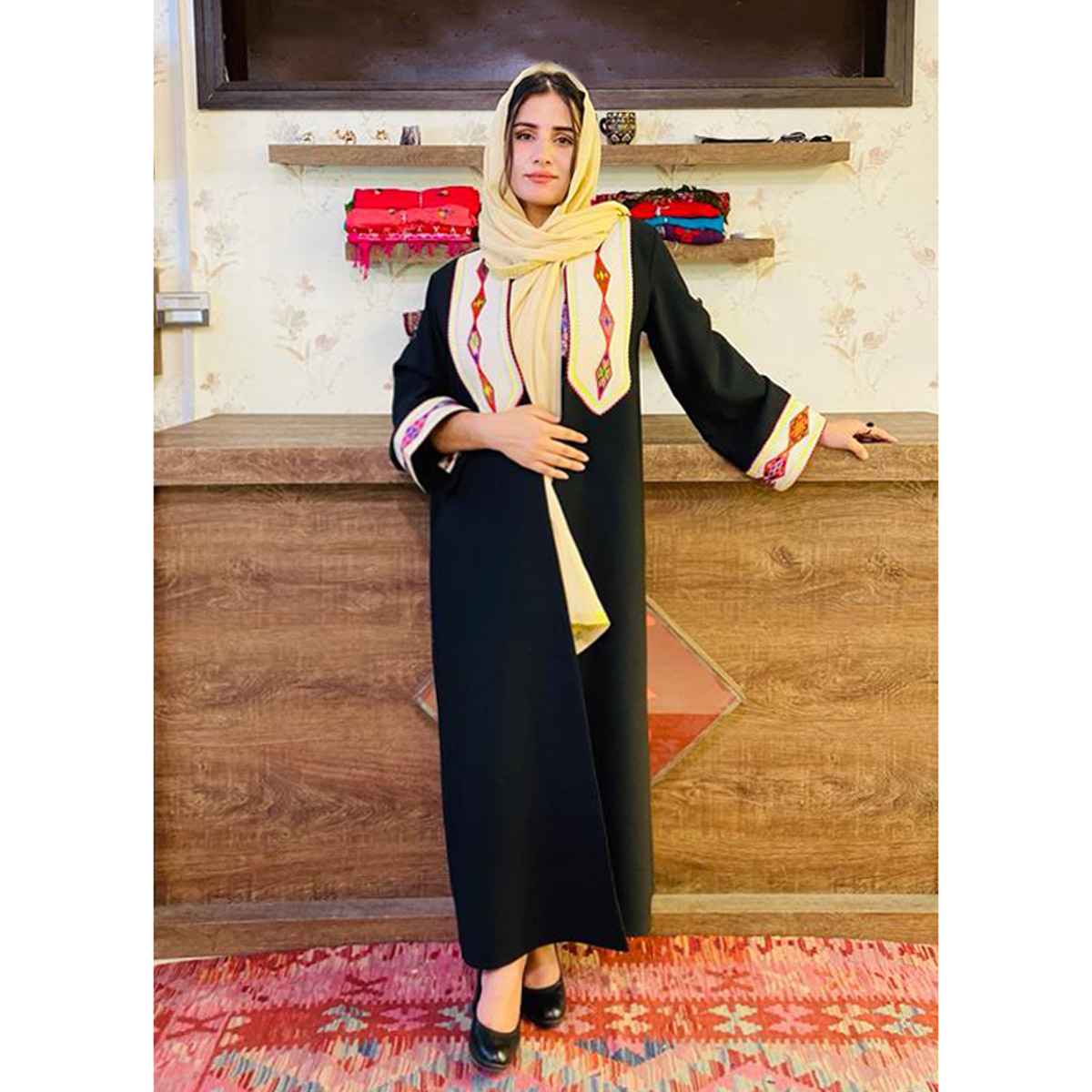 Black Embroidered Women's Coat | Traditional Afghan Chappan