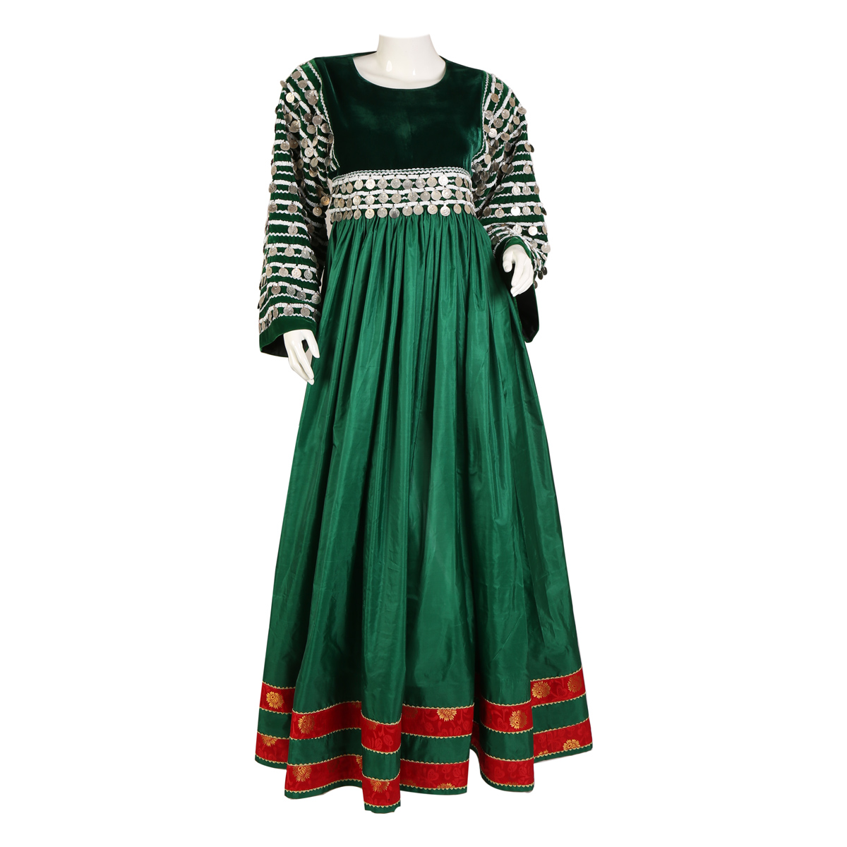 Green Long Pleat Maxi | Velvet Fancy Long Frock