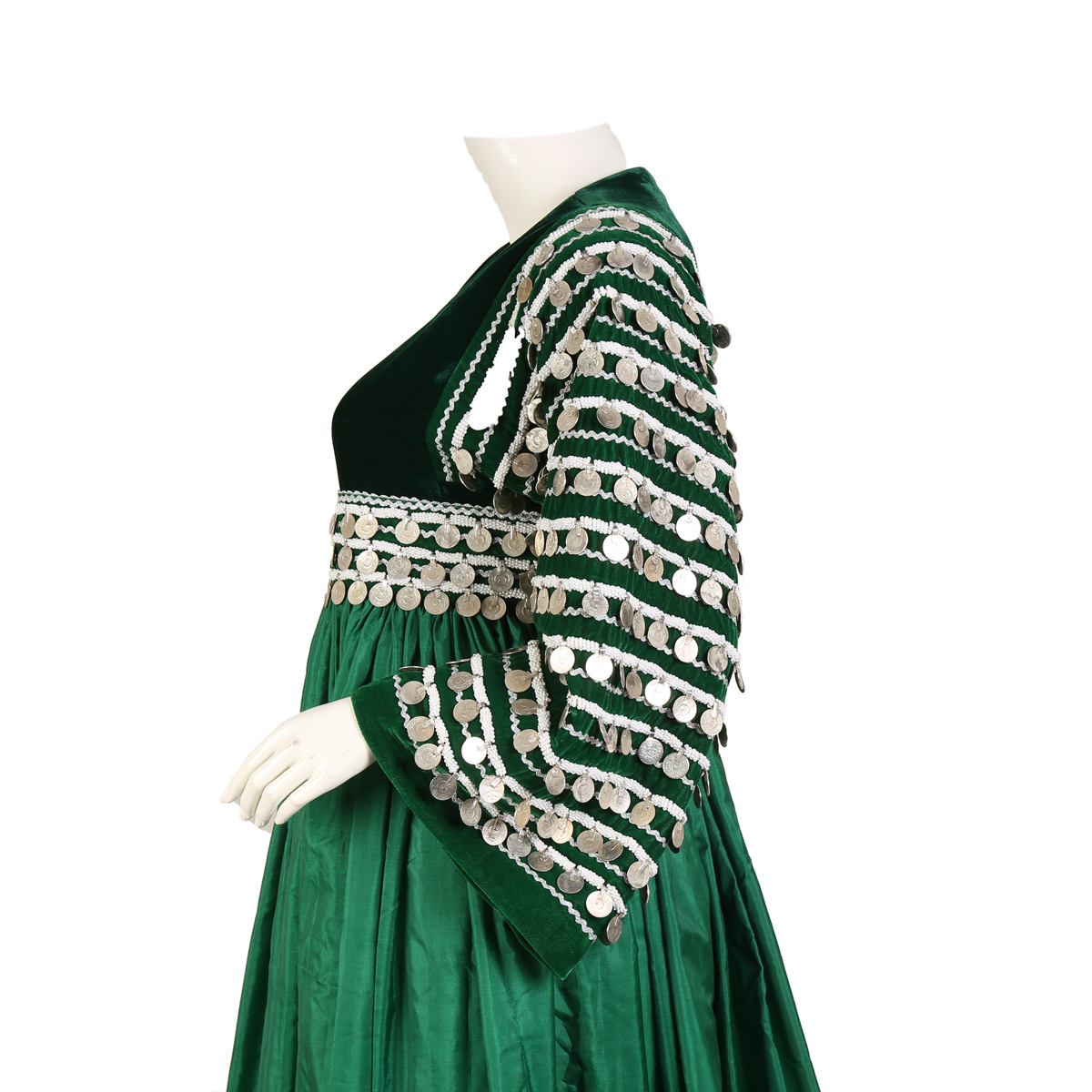 Green Long Pleat Maxi | Velvet Fancy Long Frock