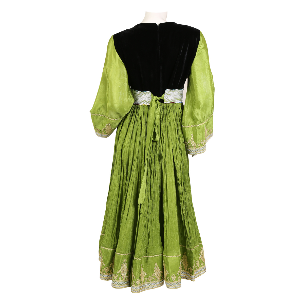 Pistachio Sunray Pleat Dress | Kochi Embroidered Frock