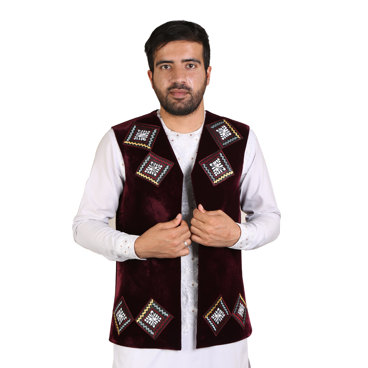 Maroon Vest for Men | Velvet Handmade Waistcoat