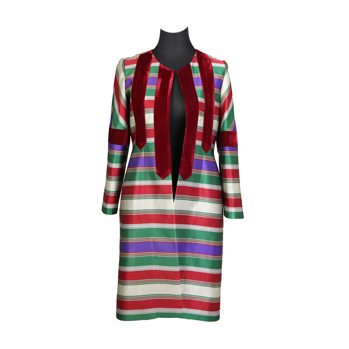 Handmade Women Coat | Women Long Striped Coat