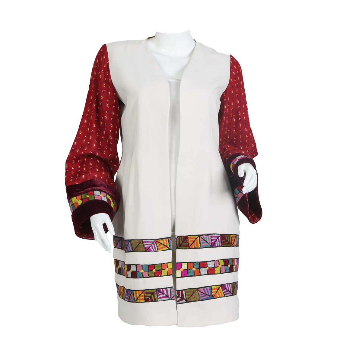 Formal Women Coat| White Traditional Embroidered Outer Wear
