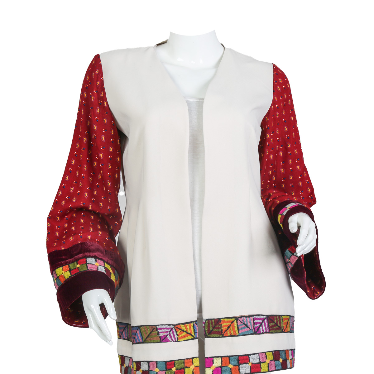 Formal Women Coat| White Traditional Embroidered Outer Wear