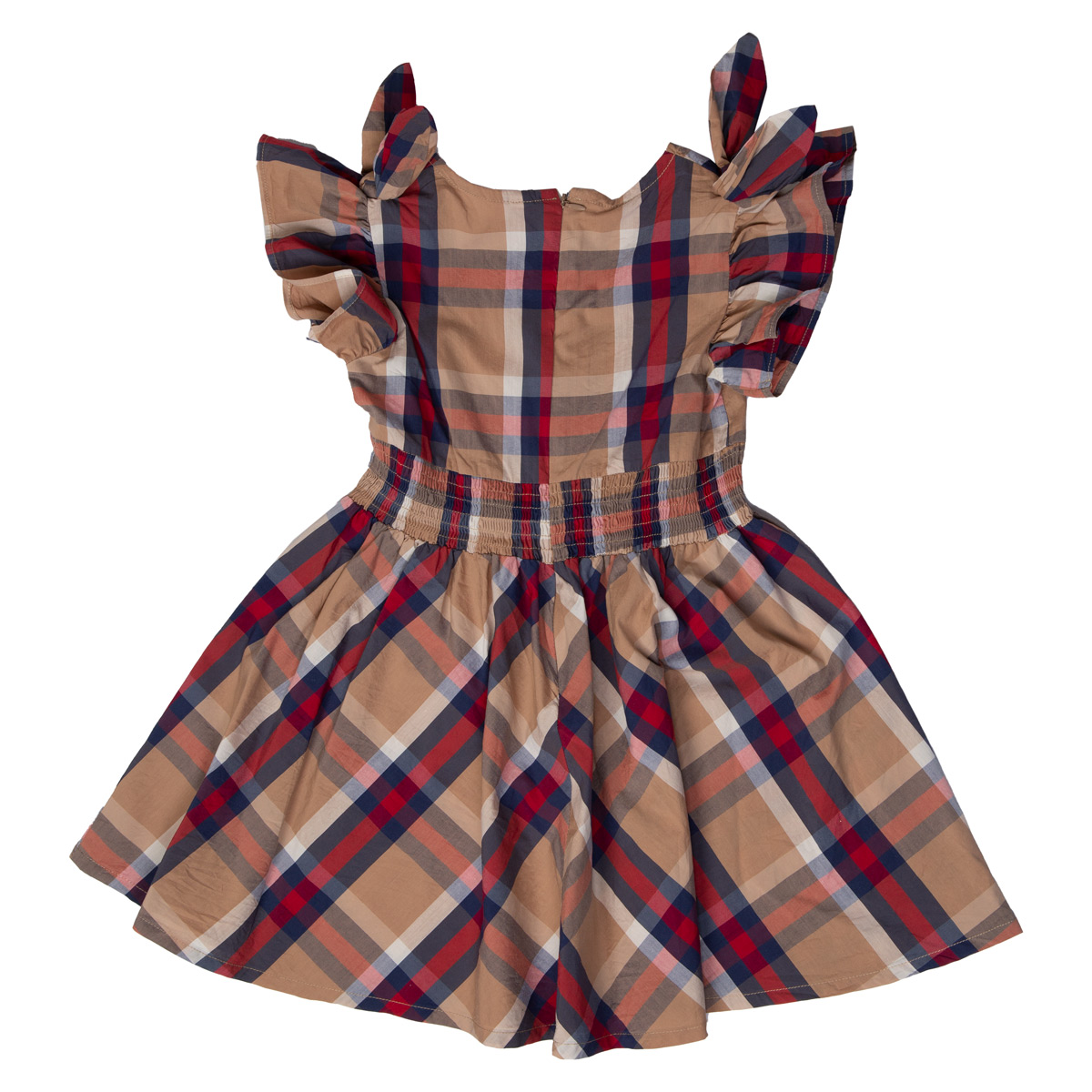 Brown Cap-Sleeve Kid Frock | Maroon Stripes Frock