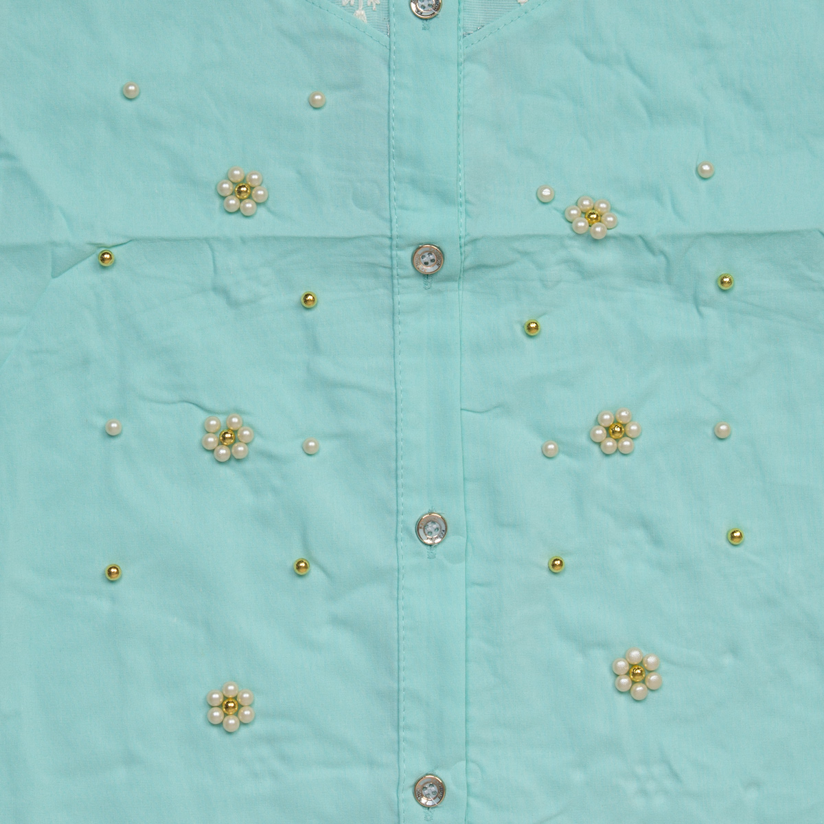 Floral Hand-Stitch Girl's Shirt | Cap-Sleeves Fancy Girl's Top