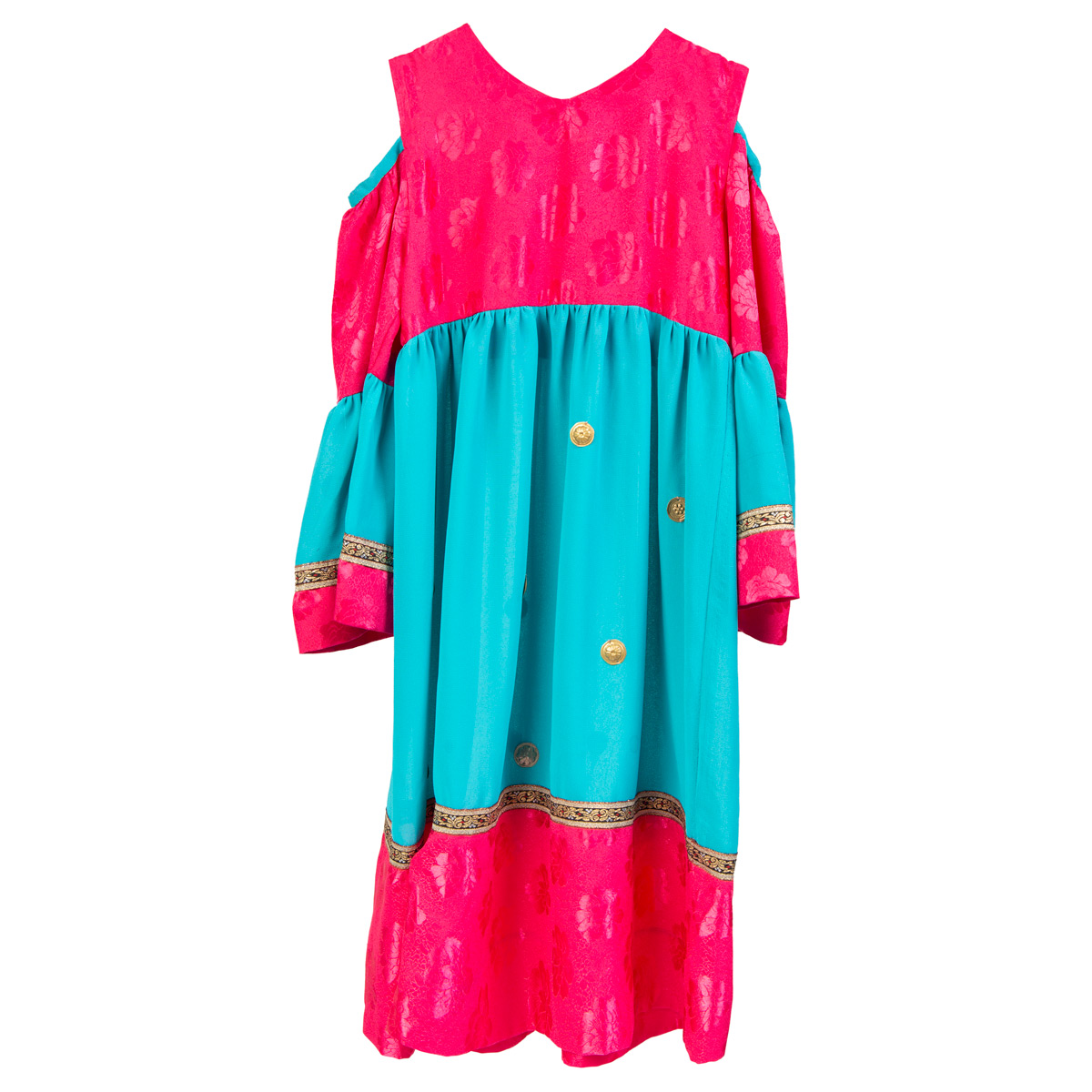 Kochi Embroidered Fancy Dress | Blue Cherma Work Frock